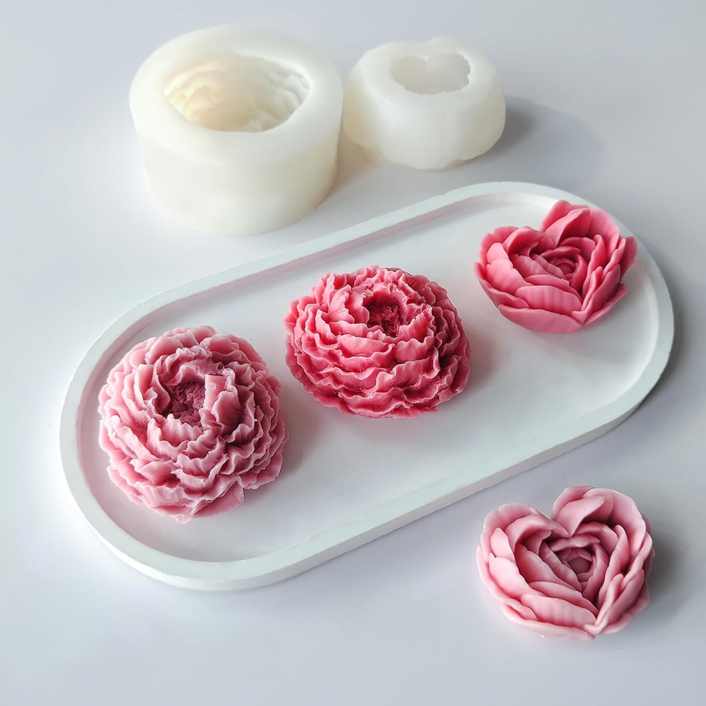 3D Flower Silicone Soap Mold 2 pcs Rose Flower Molds Peony Candle Mold for DIY Handmade Soaps, Candle Gifts, Resin Crafts, Ice Cubes, Chocolate and Home Decorations