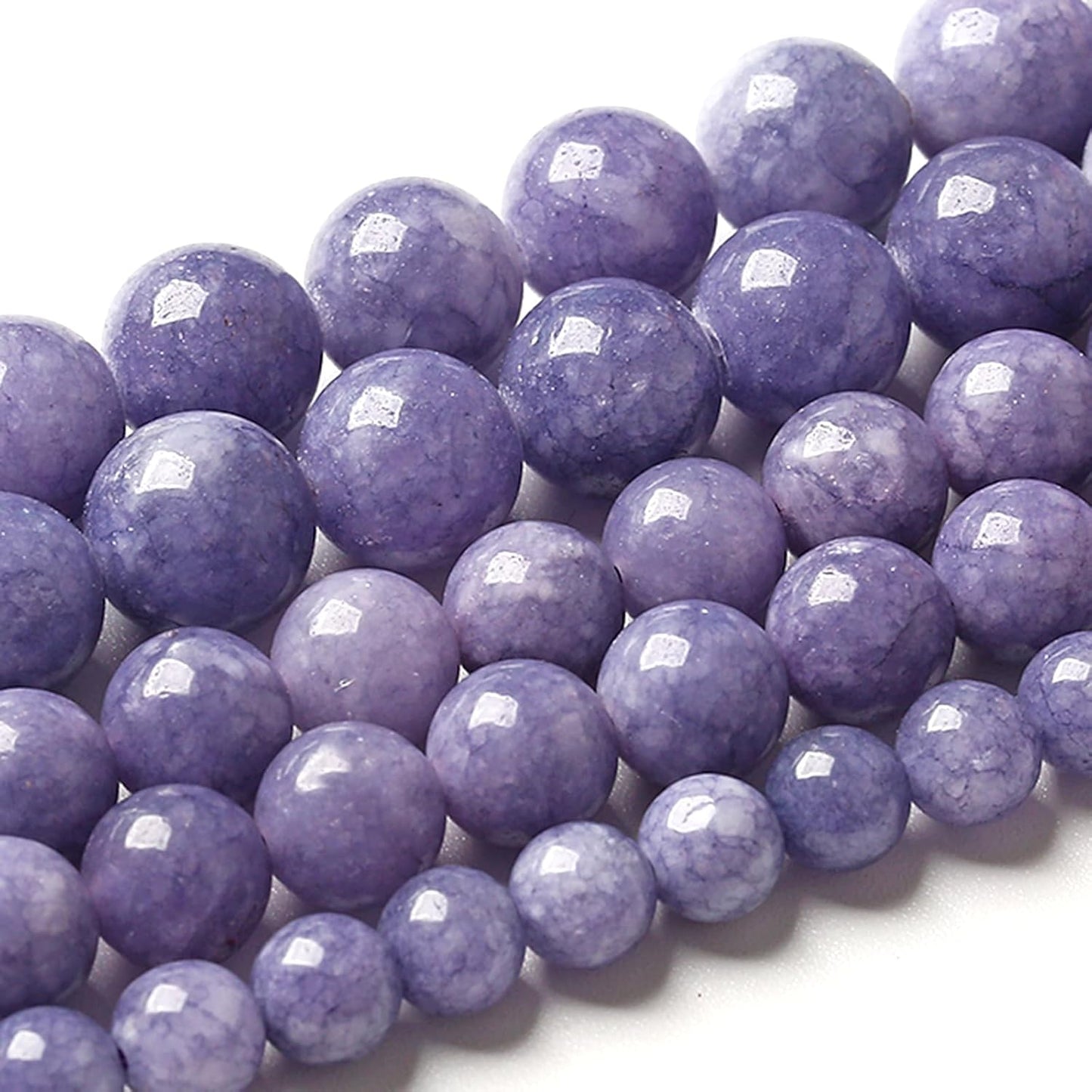 6MM Lavender Purple Chalcedony Natural Stone Round Loose Beads for Jewelry Making and Crafting 120pcs 2 Strands 32"