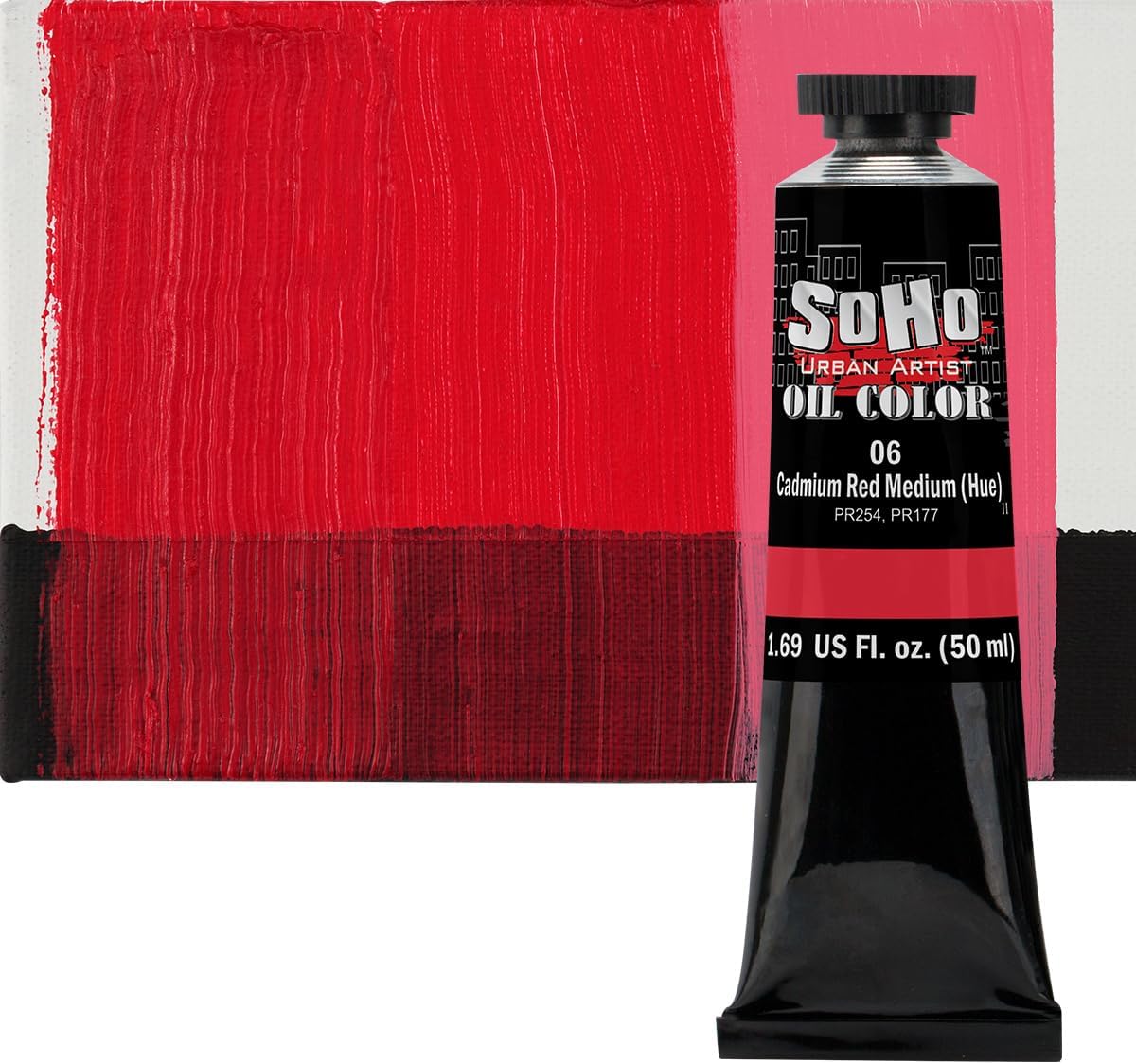 Soho Urban Artist Oil Paint - Cadmium Red Medium Hue, 50 ml Tube - Best Valued Oil Colors for Painting, Excellent Pigment Load