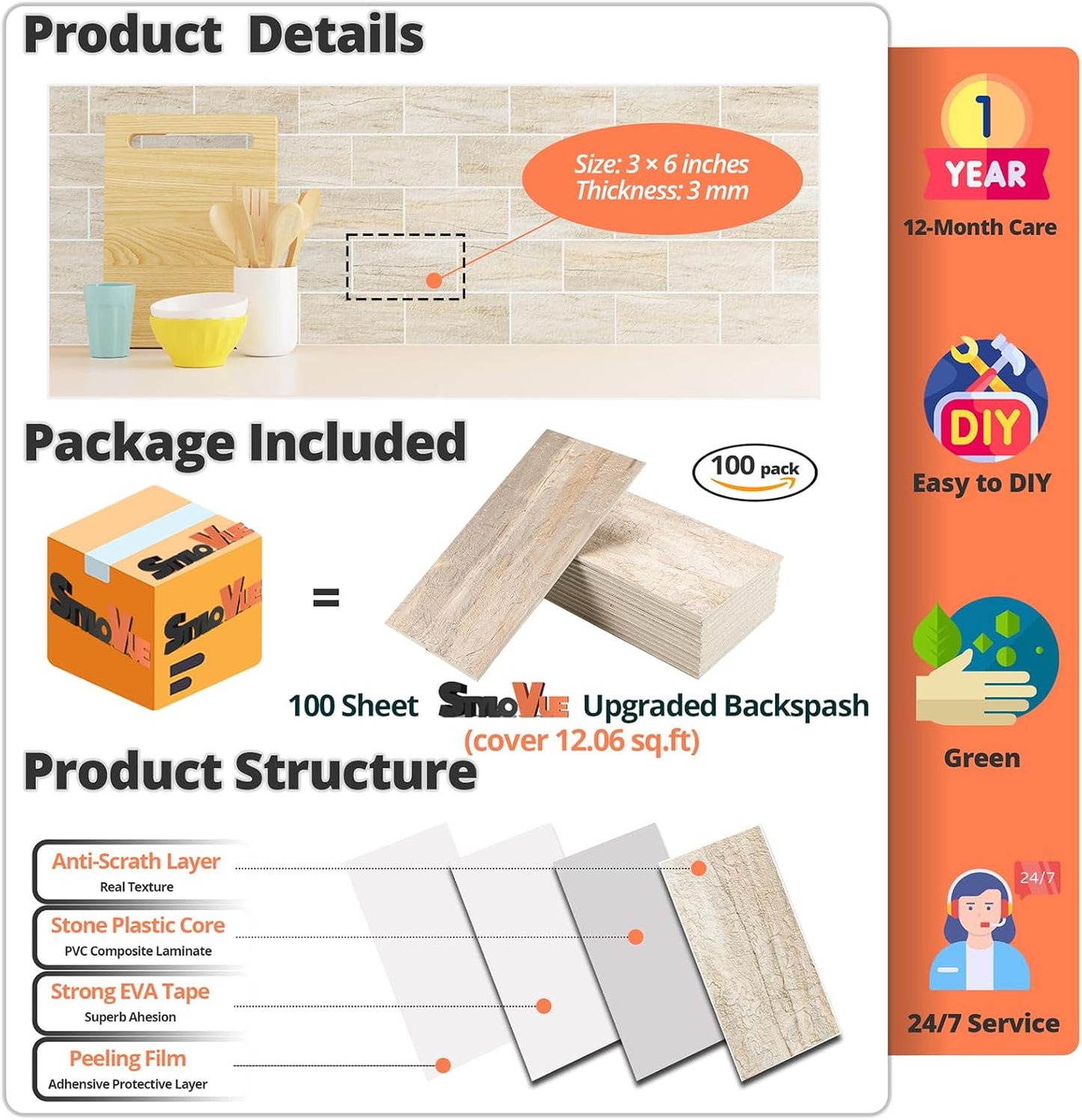 4 Pieces Peel and Stick Backsplash for Kitchen, 3" x 6" PVC Subway Tile Upgraded Grayish Beige with Gray Grout Backsplash Stick on Tile Elevate Kitchen, Bathroom, Fireplace,RV