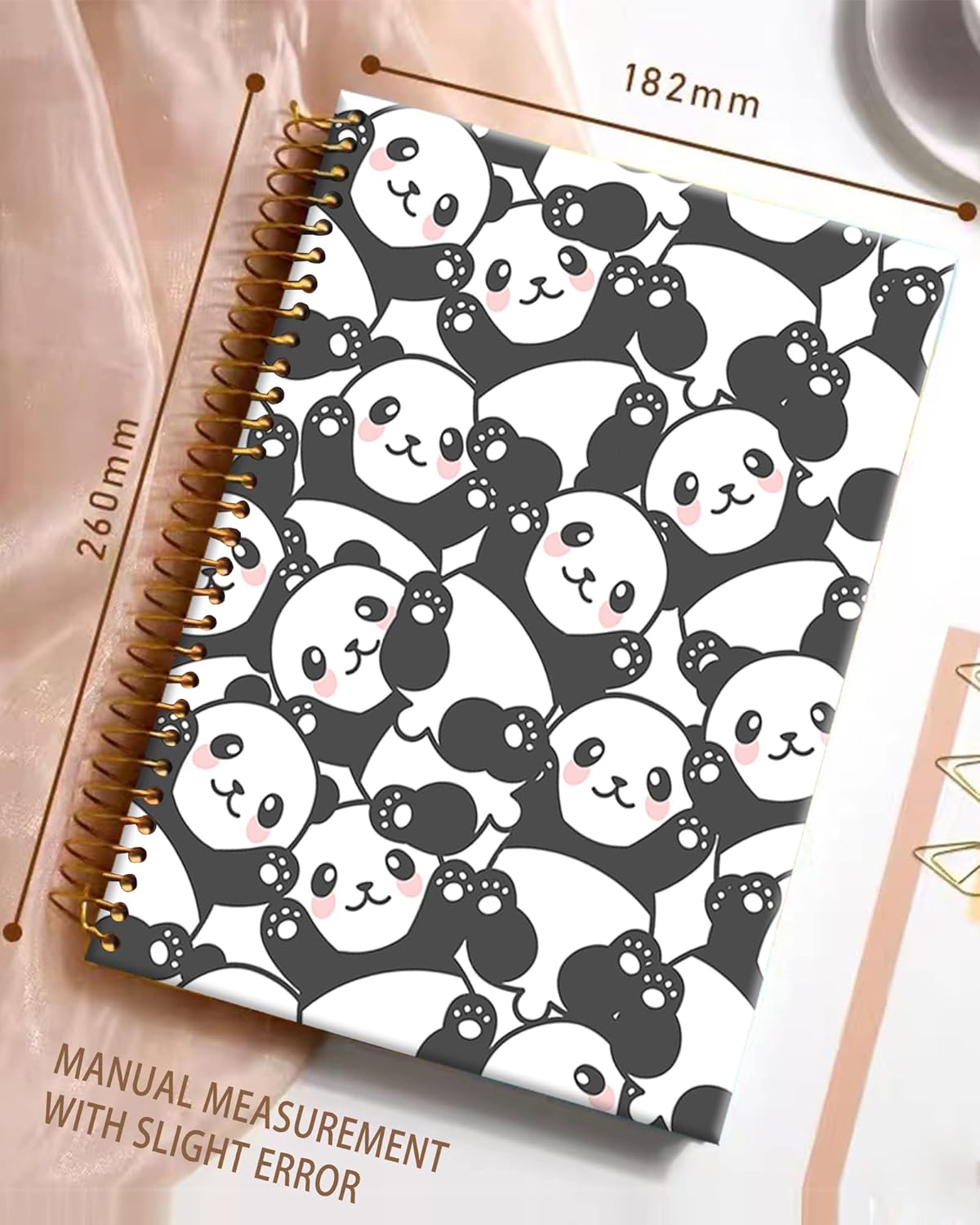 iampanda Spiral Journal Notebook,Cute Strong Twin-Wire Binding with Premium Paper for Girl Women,60 Sheets A5 College Ruled Notebook/Journal,Perfect for School Office Home Gifts,Smile Panda