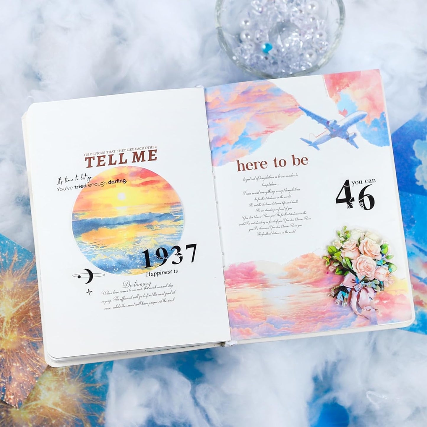 Sky-Themed Scrapbook Paper Set, 120PCS Dual-Material Ephemera for Junk Journaling, Scrapbooking, DIY Crafts, and Art Supplies