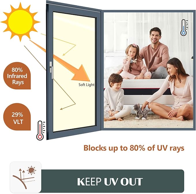 Window Privacy Film One Way Daytime Mirror Tint Treatments UV Heat Control Vinyl Stickers Sun Block Glass Paper Door Covering Reflective,Gold Silver,17.5 Inch x 7.8 Feet