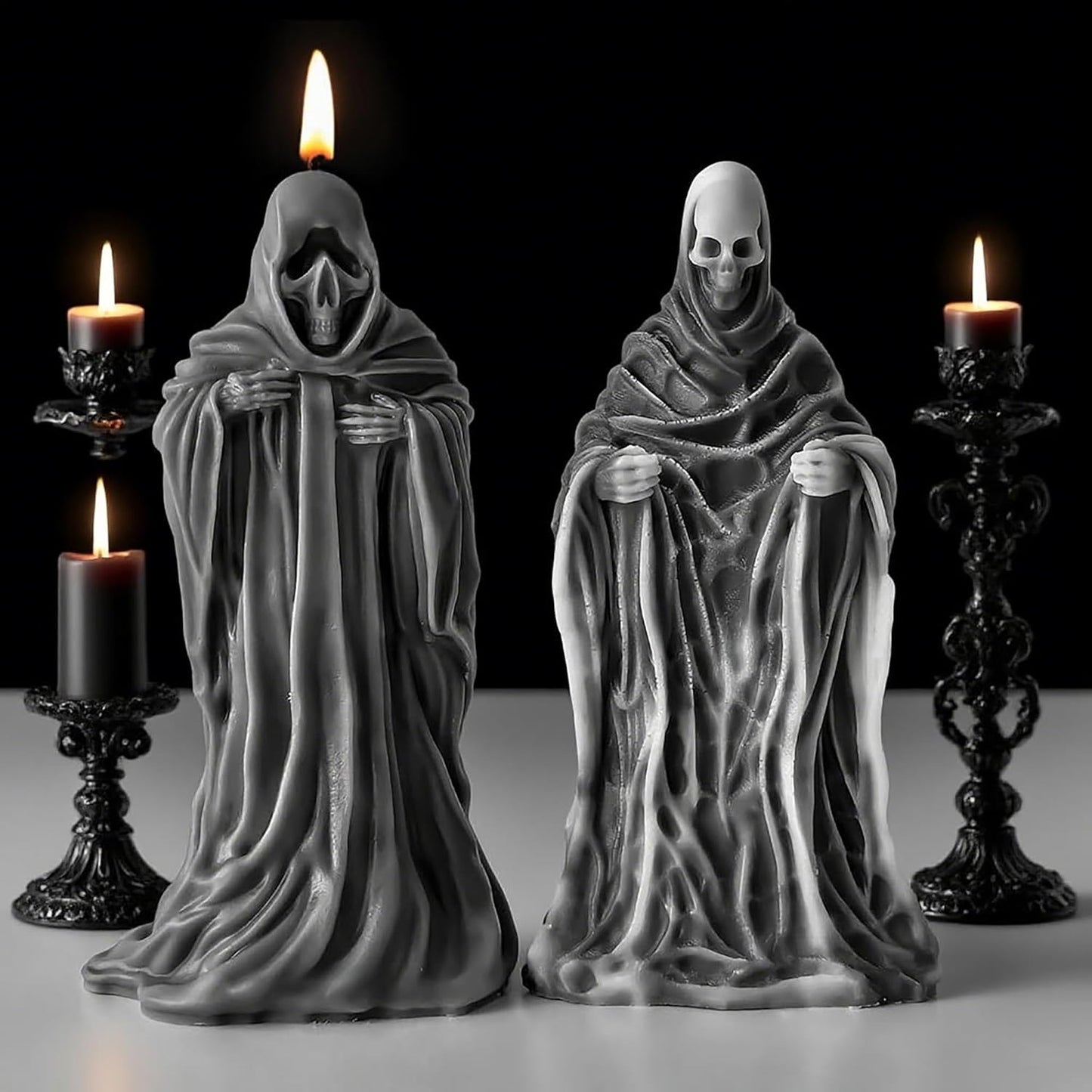 Ghost Skull Man Cylinder Candle & Resin Mold - Resin Casting Silicone Molds for Home Decor & Candle Making Wave Spiral Mold