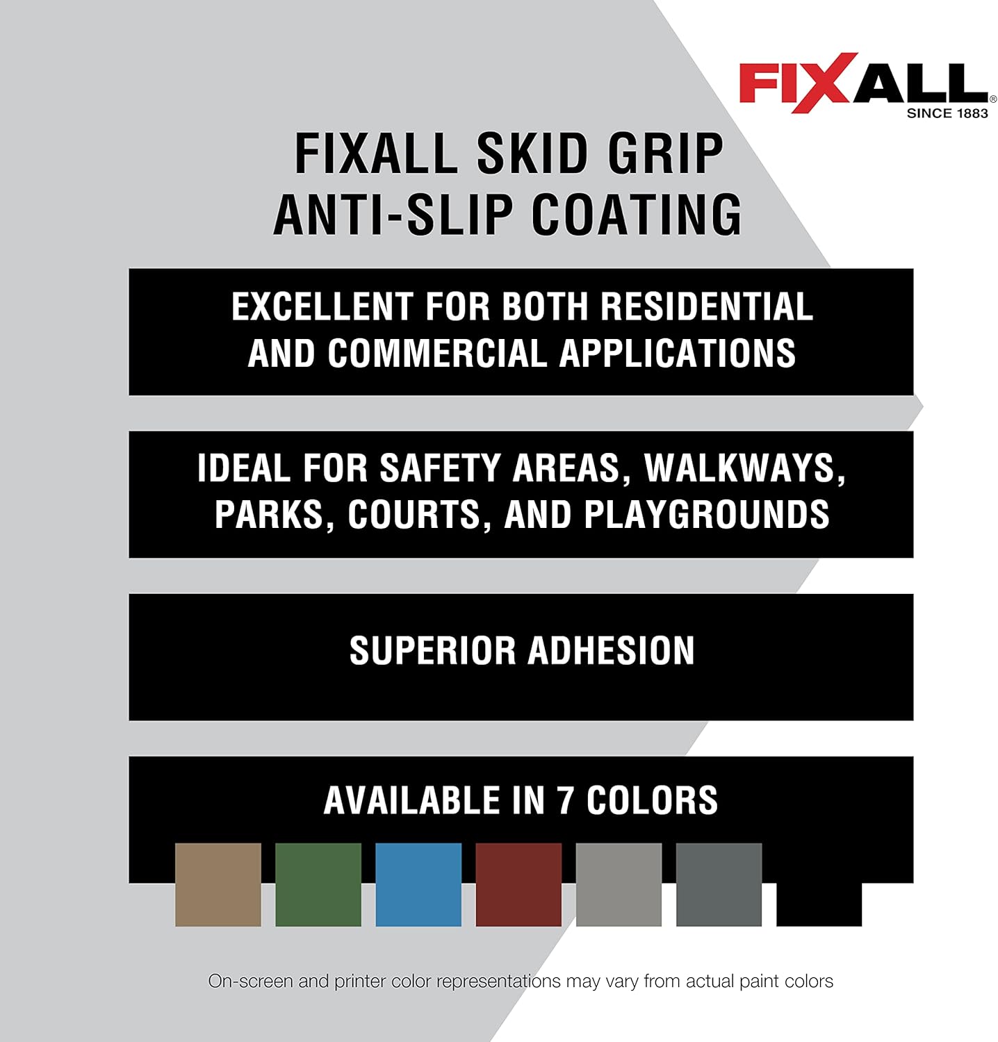 FIXALL Skid Grip Anti-Slip Coating, 1 Gallon, Jet, Exceeds ADA Standards, Ideal for Safety Areas, Slip-Resistant Pavement, Cement & Concrete Paint