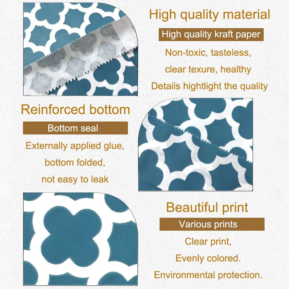 KEYYOOMY 200 Navy Blue Candy Buffet Bags - Small Polka Dot Paper Treat Bags for Wedding & Birthday Party (5x7 inch)