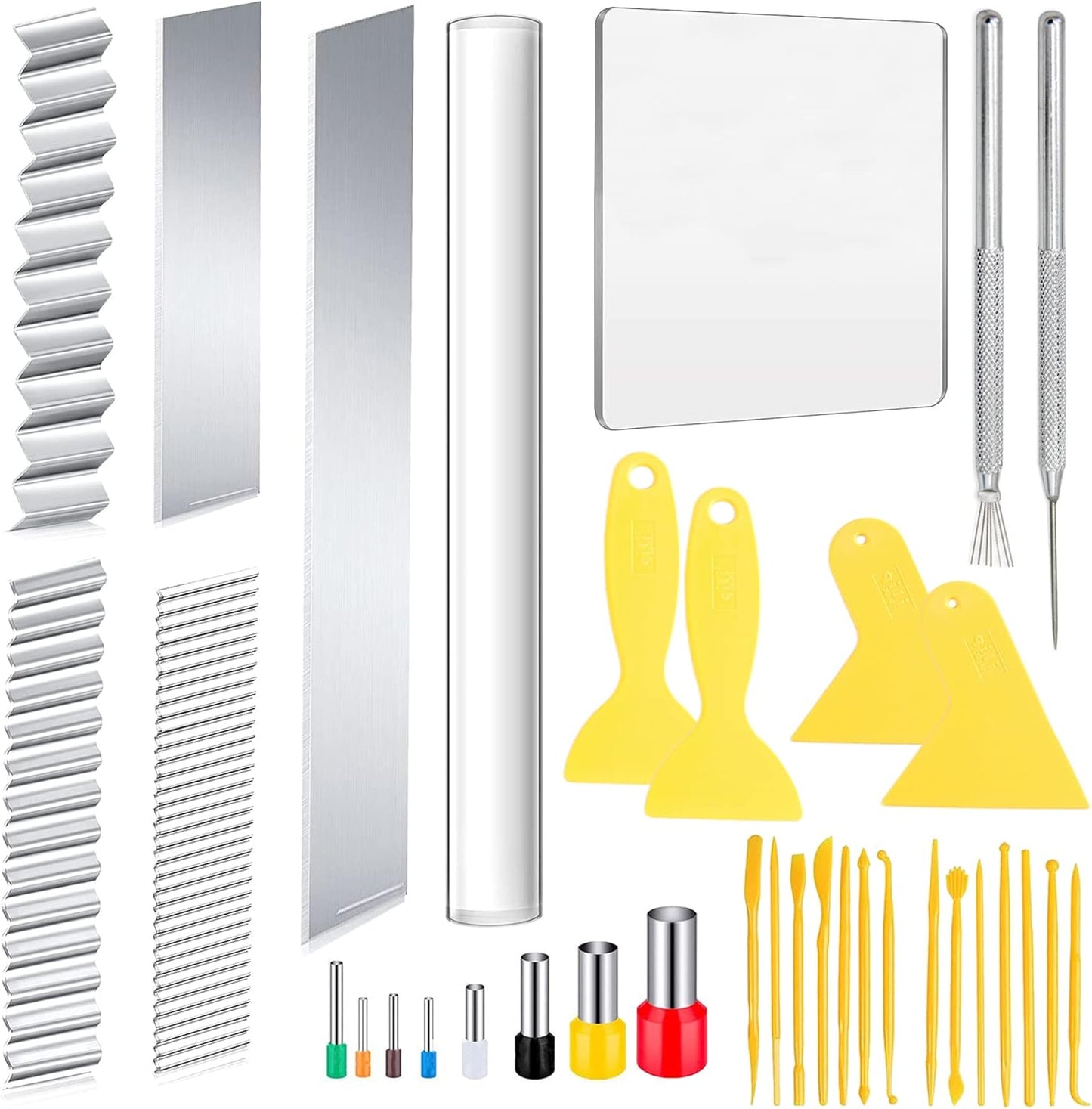 35 PCS Polymer Clay Cutters Set, Clay Roller, Clay Slicer Blade Clay Cutter Blade, Acrylic Sheet, Slicing Tools with Clay DIY Tool for Clay DIY, Sculpting Modelling