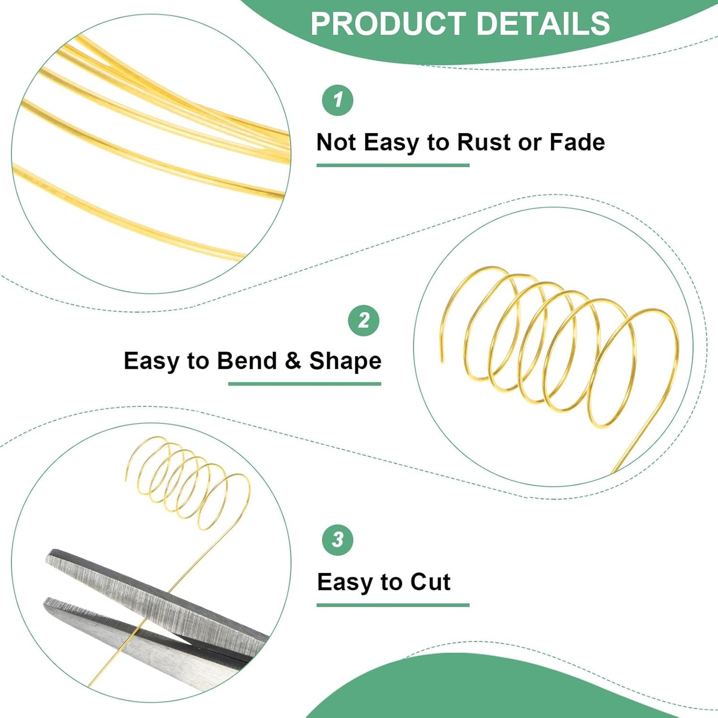 0.4 mm/26 Gauge Copper Wire for Jewelry Making, 30.2FT Copper Beading Craft Wire for Jewelry/Weaving/DIY Crafting/Planting, Color-Retaining [9.2M, Gold Tone]