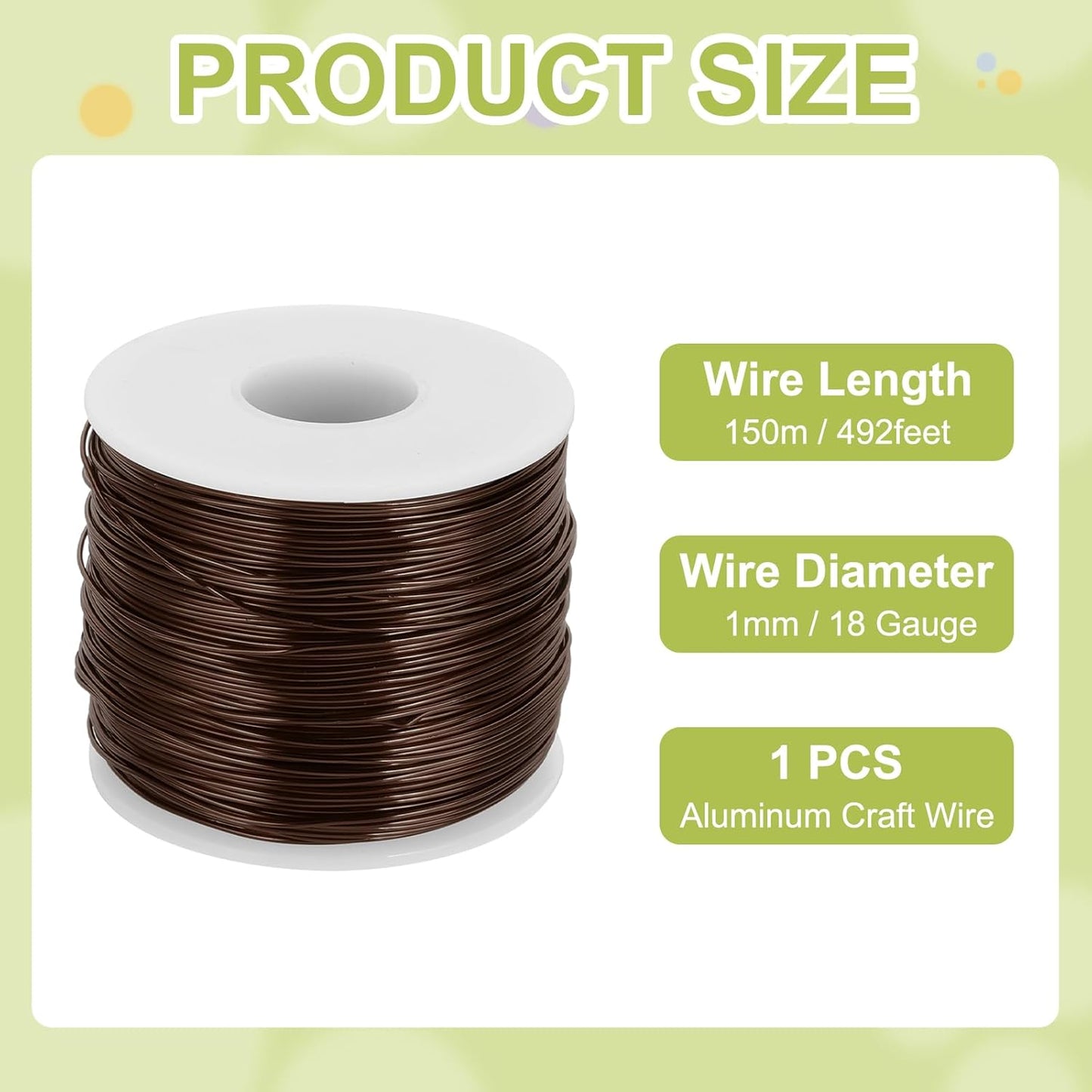 MECCANIXITY 18 Gauge Anodized Aluminum Craft Wire Bendable Bonsai Training Wire 492 Feet 1mm for Sculpting Crafts Wreath Floral Beading Jewelry Making, Brown