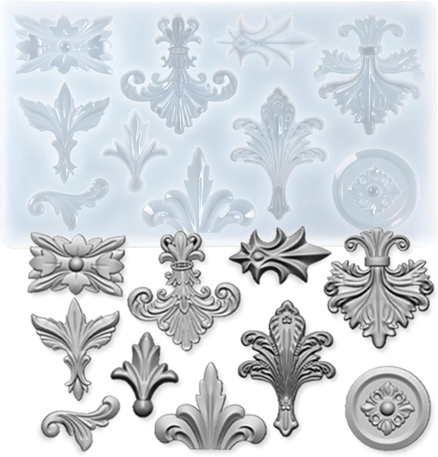 Baroque Medallion Mold for Polyclay Air Dry Clay Plaster
