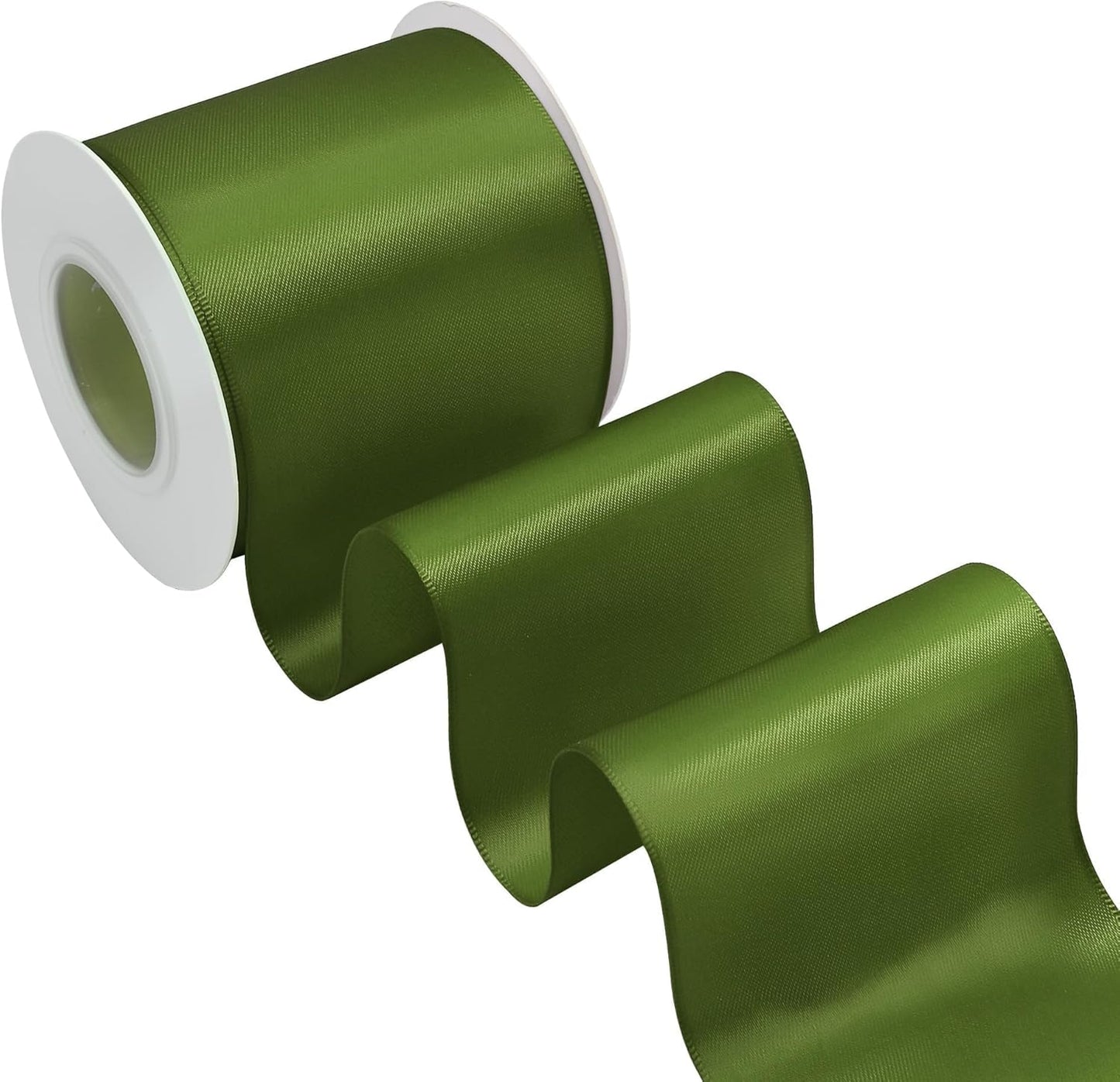 Moss Satin Ribbon 3 Inch X 15 Yards Solid Color Double Faced Ribbons Perfect for Crafts Wedding Decor Bow Making Arts Sewing and More