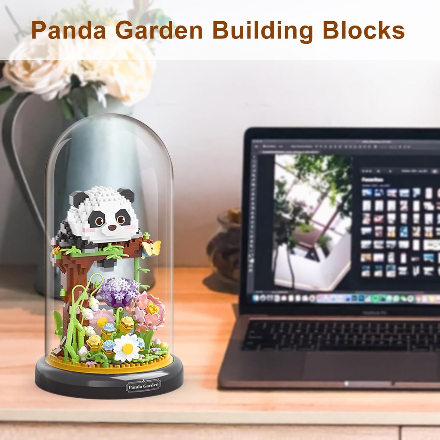 Panda Flower Building Set for Adult Plant Friend Set Bonsai Tree Party Favors for Kids Animal Building Blocks Valentines New Year Easter Birthday Gift for Boys Girls Age 6-12+(Panda Flowers)