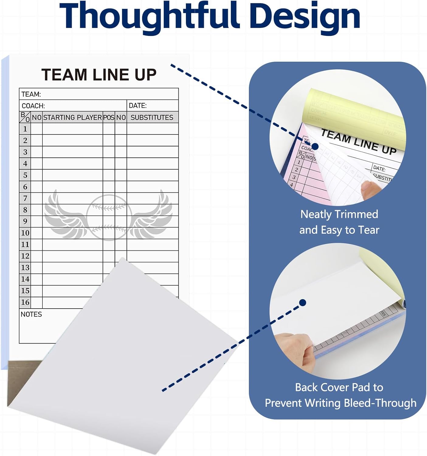 30/60/120/180 Baseball Lineup Cards with 4-Part Carbonless Copies, 4.53 x 7.87 Inch 16 Player Roster Sheets for Games, Softball Line up Coaching Accessories for Coaches and Umpires