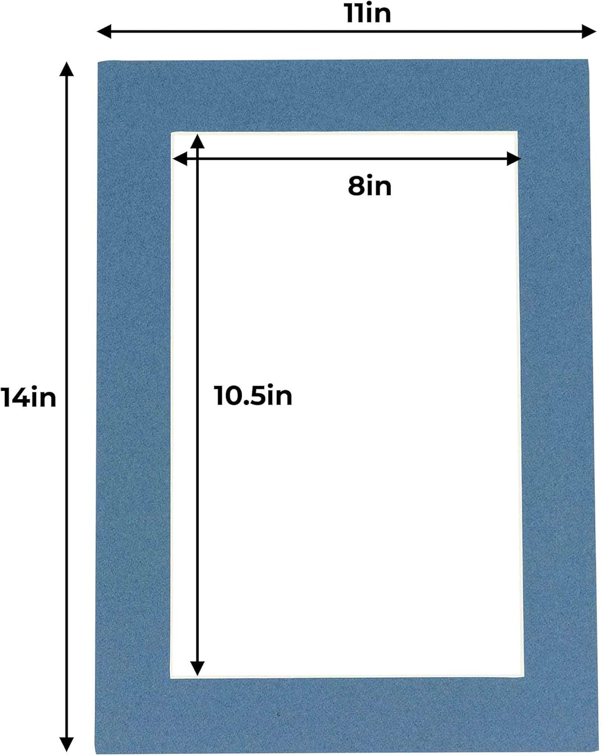 11x14 Mat for 8.5x11 Photo - Precut Steel Blue Picture Matboard for Frames Measuring 11 x 14 Inches - Bevel Cut Matte to Display Art Measuring 8.5 x 11 Inches - Acid Free Pack of 25 MATS