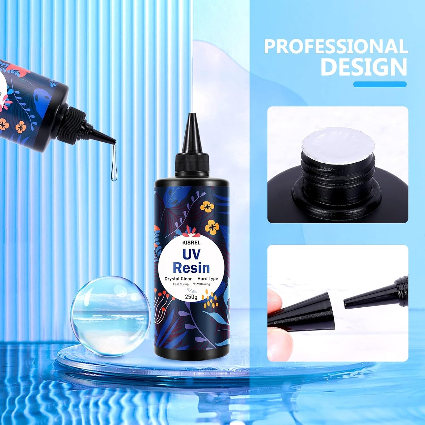 KISREL UV Resin 500g - Upgraded Hard Type Crystal Clear Ultraviolet Curing UV Epoxy Resin for Craft Jewelry Making