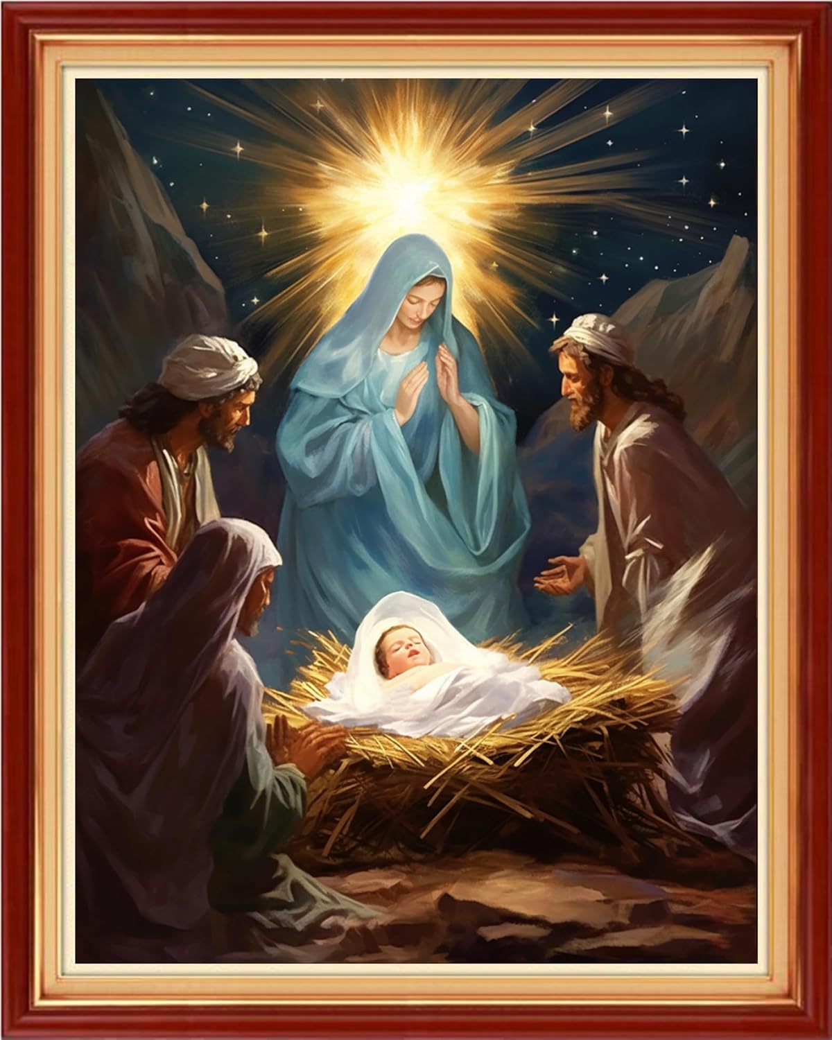 Magxvouy Cross Stitch Kits Stamped Full Range of Embroidery Kits,Cross Stitch Patterns Needlework Kits for Beginners 11CT Printed Kits&Nativity 16x20 inch