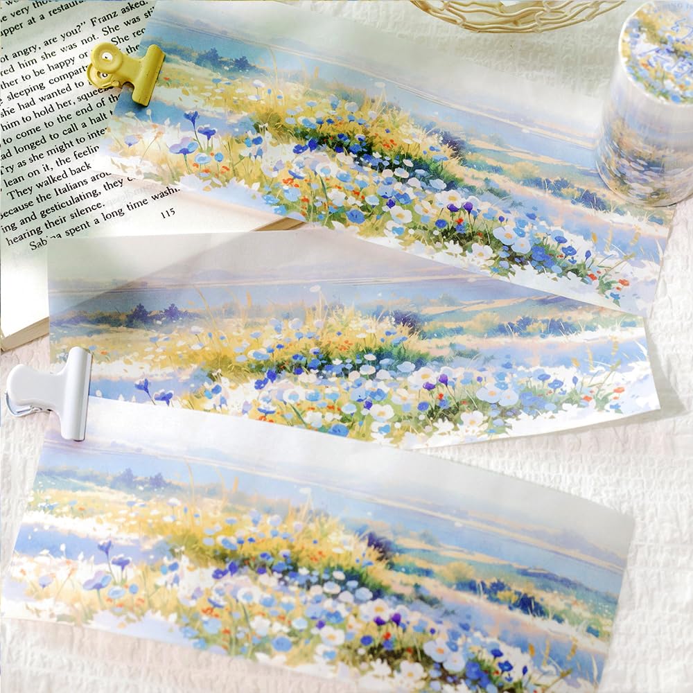 6Rolls Colorful Natural Scenery Washi Tape Set Scrapbook Supplies Spring Floral Washi Tape Stickers Decorative Tape Vintage Flower Cute Washi tape Bulk Washi Stickers Junk Journal Journaling Supplies