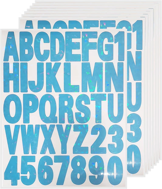 Starboling Letter Stickers,2 inch 8 Sheets Blue Alphabet Sticker,Self Adhesive Vinyl Letter Stickers Mailbox Numbers,for Arts Crafts Outdoor Sign Poster Mailbox Sign Doors Mailboxes Car Truck