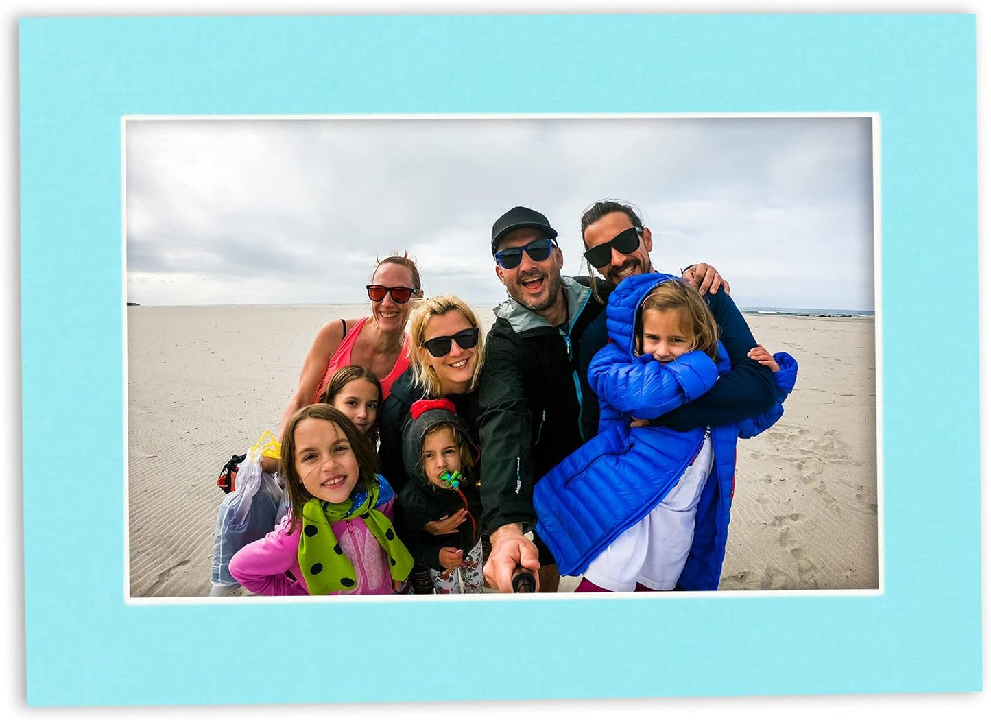 8.5x11 Mat Bevel Cut for 7x9 Photos - Acid Free Aquamarine Blue Precut Matboard - For Pictures, Photos, Framing - 4-ply Thickness