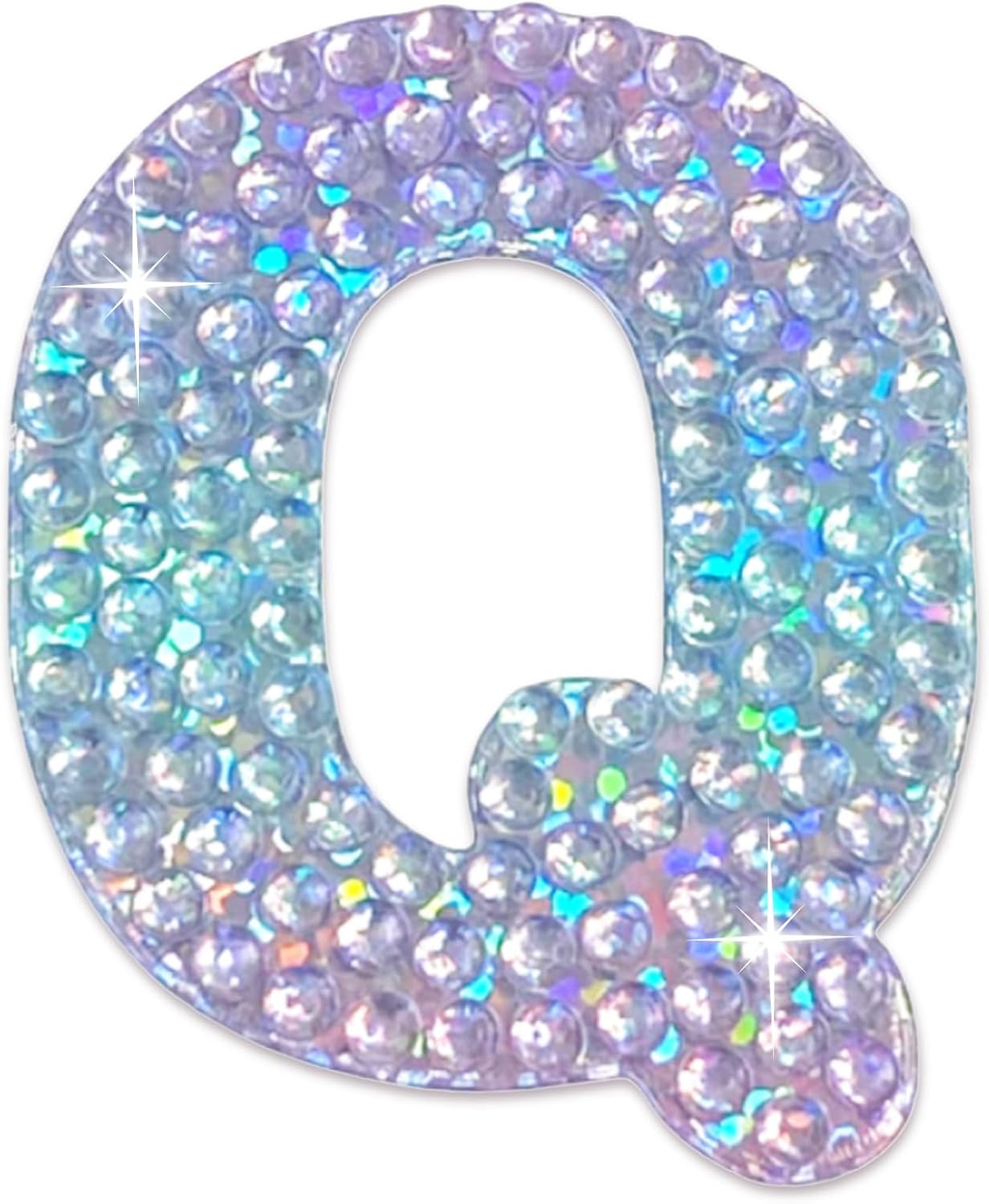 StickerBeans® Rhinestone Alphabet Letter Sticker Q - Unique Sparkly Design 2” x 2” Cut-to-Shape Adhesive - Personalization, Collecting, Gifting, Scrapbooking, Decorating Laptops, Phone Cases, All Ages