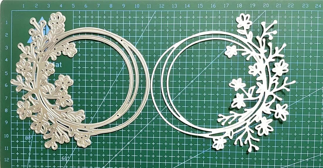 Mvchifay Cutting Dies Happy Birthday Metal Stencils Scrapbooking Tool DIY Emboss Paper Card Making (Wreath-11.2x11cm)