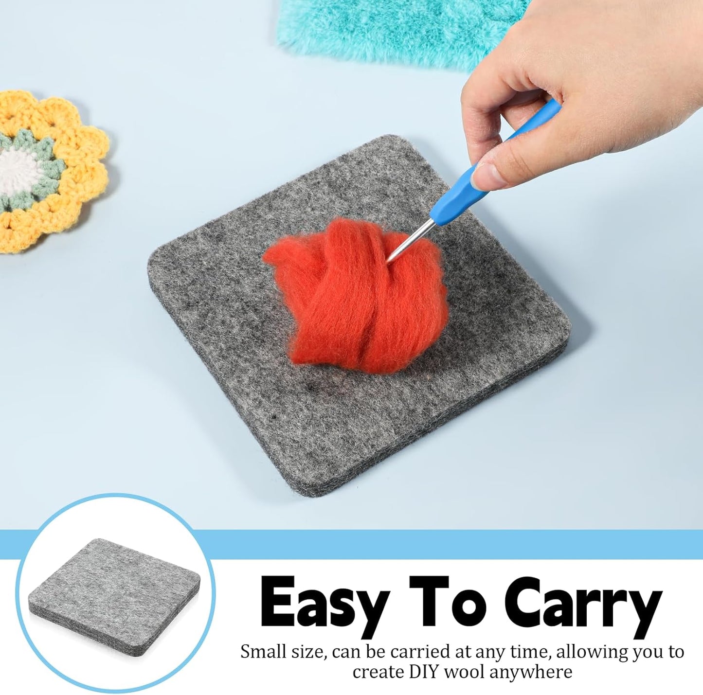 Needle Felting Pad, Grey Sponge Pad, 6×6 in Needle Felting Mat for Any Wool Felting Supplies