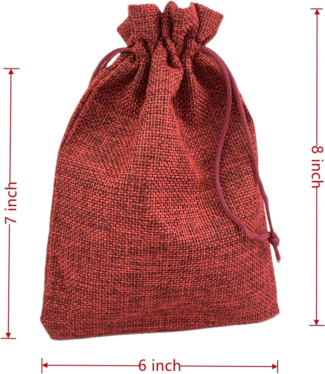 Palmhomee Pack of 25 Burlap Gift Bags with Drawstring Linen Jewelry Pouches Wedding Hessian Jute Bags for Birthday Jewelry and Treat Pouches Party Wedding Favors Gift Art and DIY Craft (6x8 Inch,