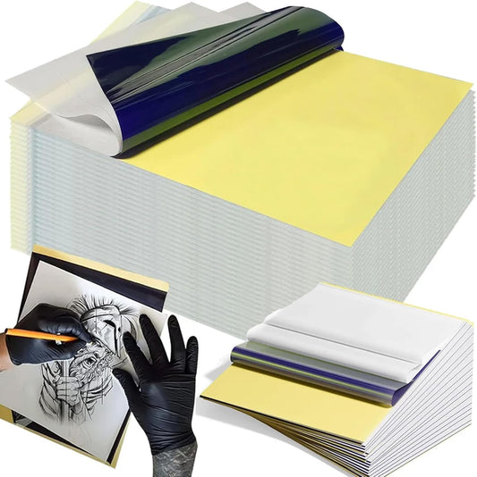 Tattoo Transfer Paper 100 Sheets, Thermal Stencil Paper for Tattooing A4 Professional Tracing with Crisp Transfer 4 Layer Stencil Paper 8.27" x 12" Tattoo Supplies for Studios & Beginners