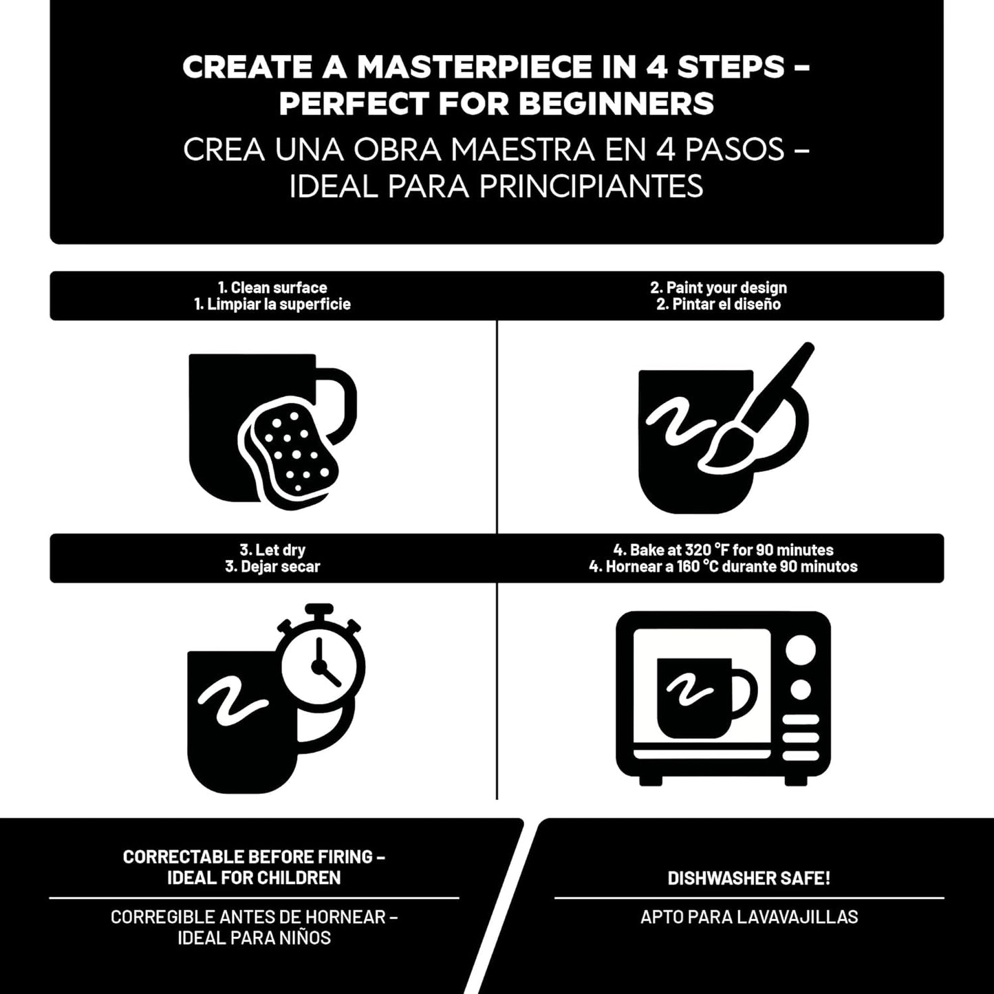 Ceramic and Porcelain Paint Set 6 x 1.52 fl oz - Metallic Magic – Dishwasher Safe – Perfect for Mug, Tile & Creative DIY Projects