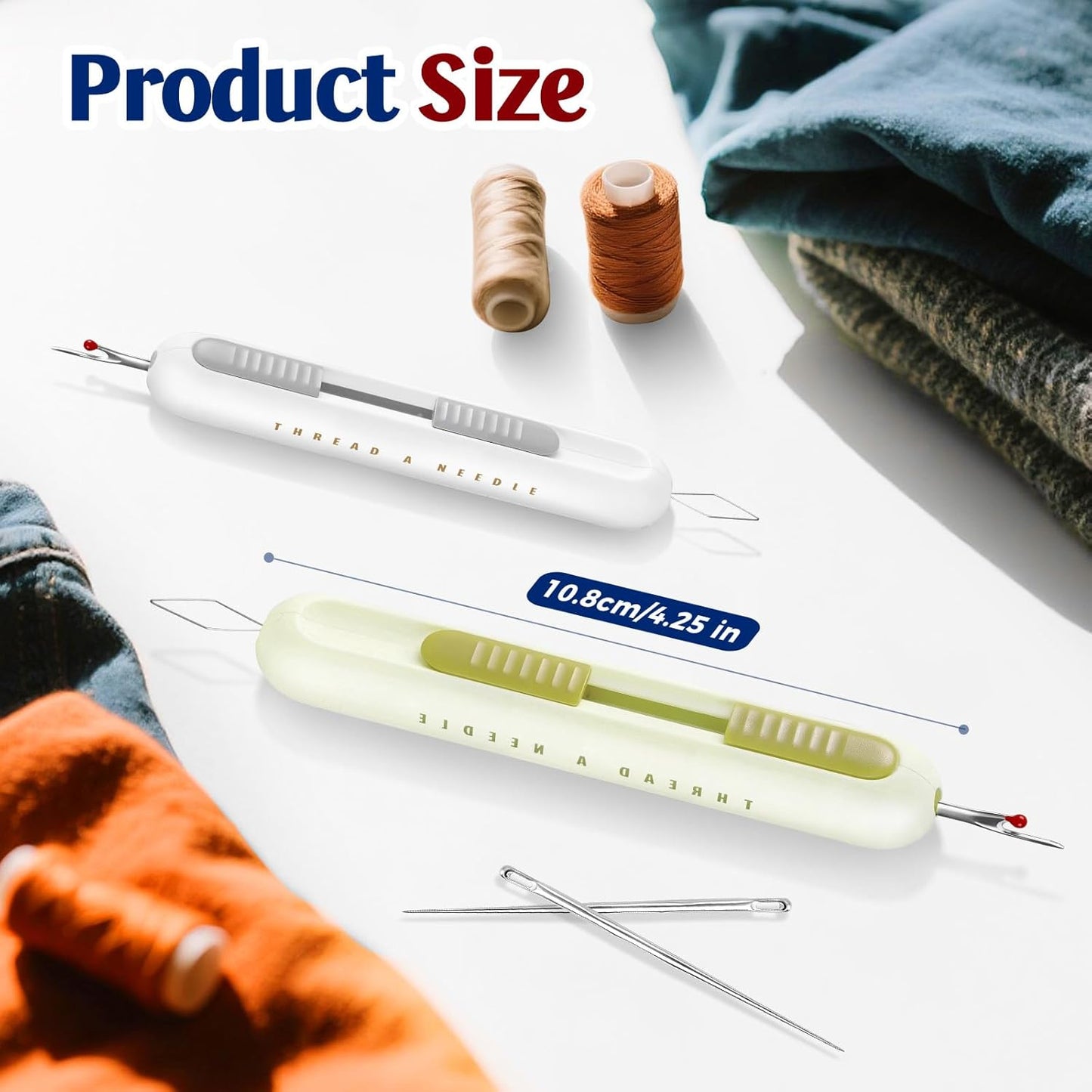 2 in 1 Needle Threader Seam Ripper Tool for Easy Needle Threading and Stitch Removal, Multifunctional Hand Sewing Tools Automatic Threading Tool Stitch Ripper (Beige & Green & White)
