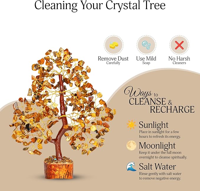 YATSKIA Tiger Eye Crystal Tree - Gemstone Tree of Life - Tiger Eye Stone - Chakra Gifts - Crystal Décor - Feng Shui Decor - Spiritual Gifts for Women