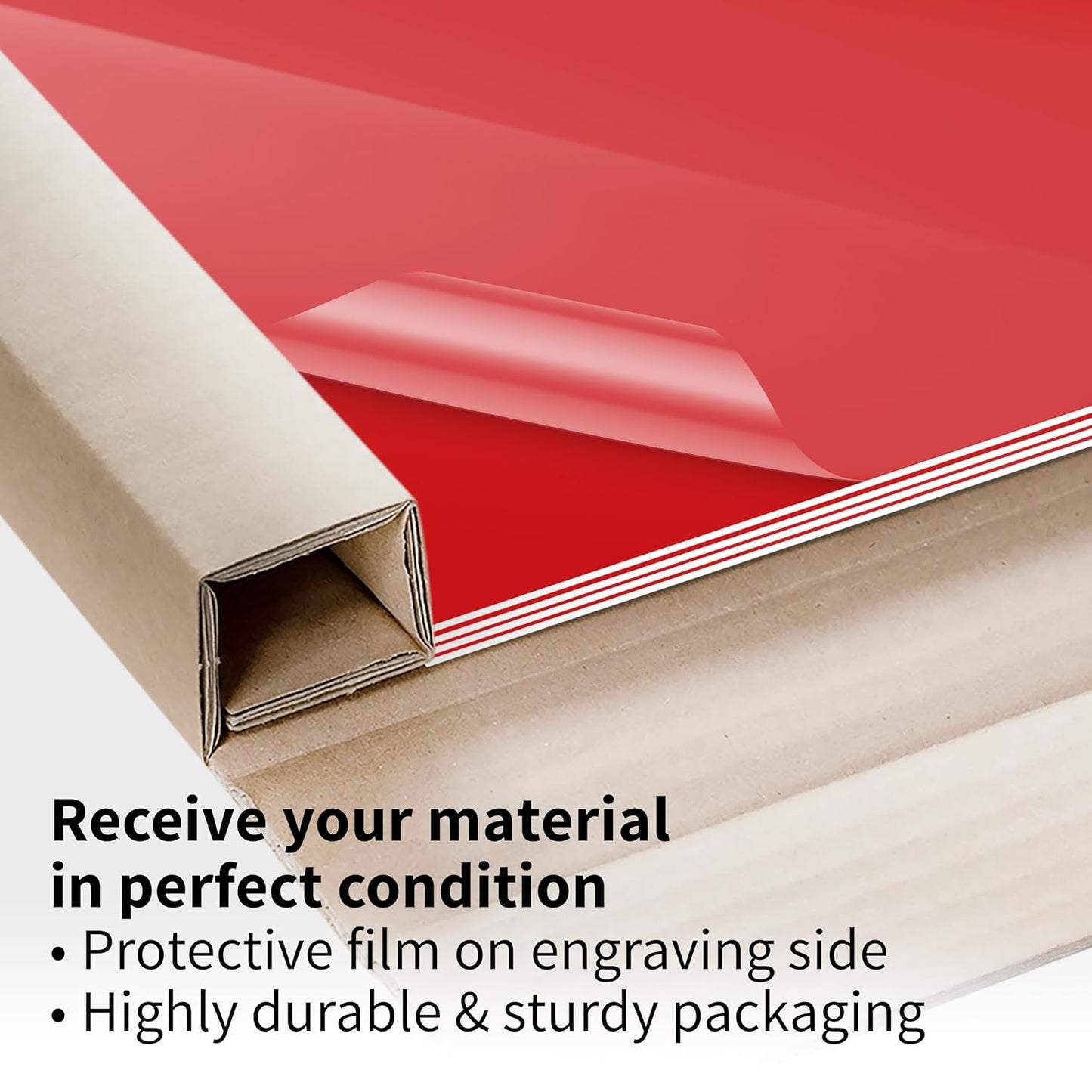 Trotec TroLase | 12"x12"x1/16", 8 Pcs | Gloss Red/White | 2 Ply | Modified Acrylic | Laser Engraving Double Color Plastic Sheet | Engraving Blanks for Laser, Saw, Guillotine | Made in USA