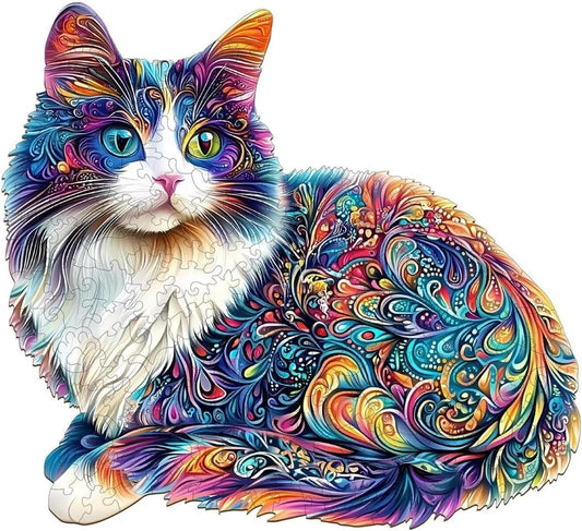 Lazy Cute Cat Wooden Puzzles 95 Pieces Puzzles Gifts for Adults 8.5x7.7in Wooden