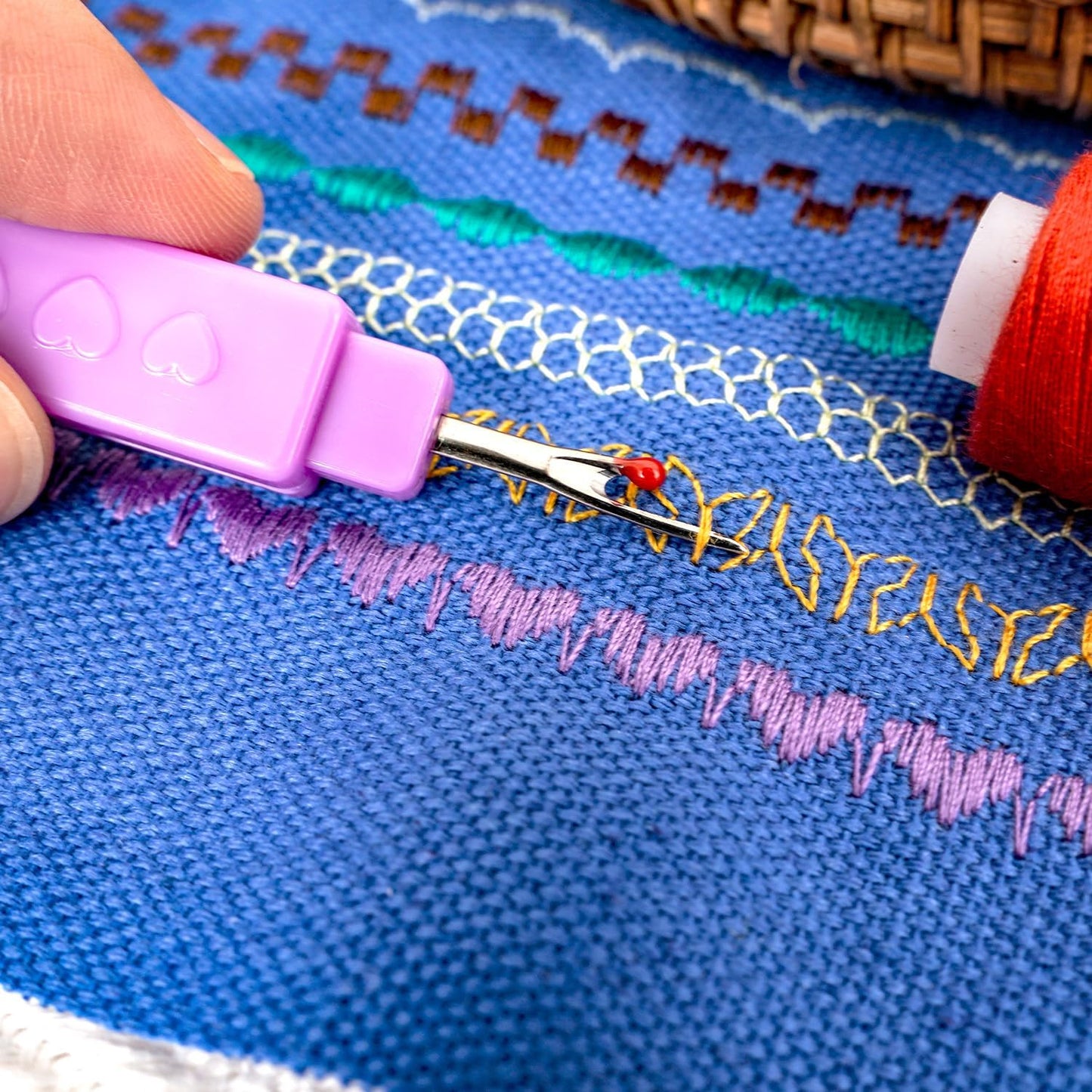 Connimonet Hand Quilting Thread,Needle and Thread Kit for Sewing,30 Colors,250 Yards Each,with Self Threading Sewing Needles and 2in1 Tool for Needle Threader and Seam Ripper