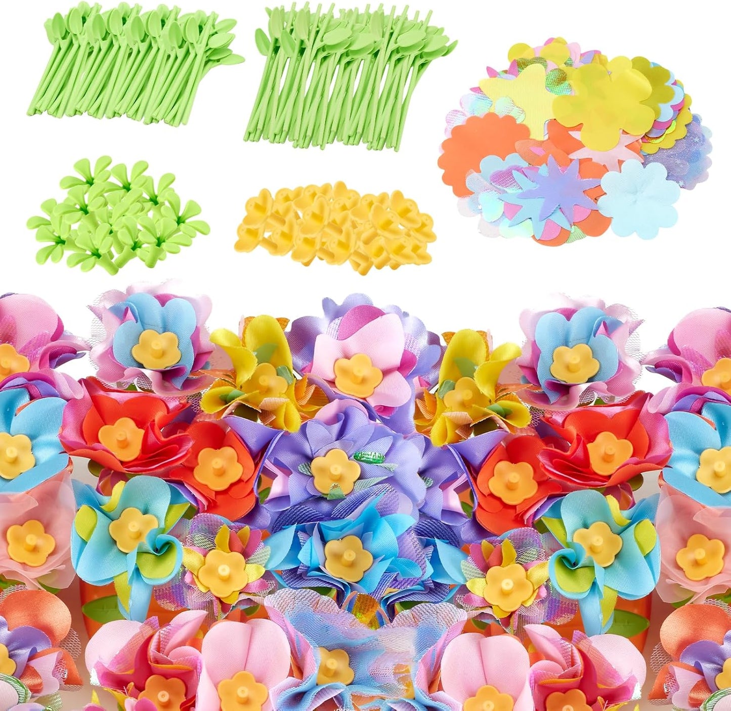 Hamdol Flower Press Toy Accessories for Kids, DIY Fabric Flower Craft Refill Kit, Arts & Crafts Supplies for Flower Bouquet Making
