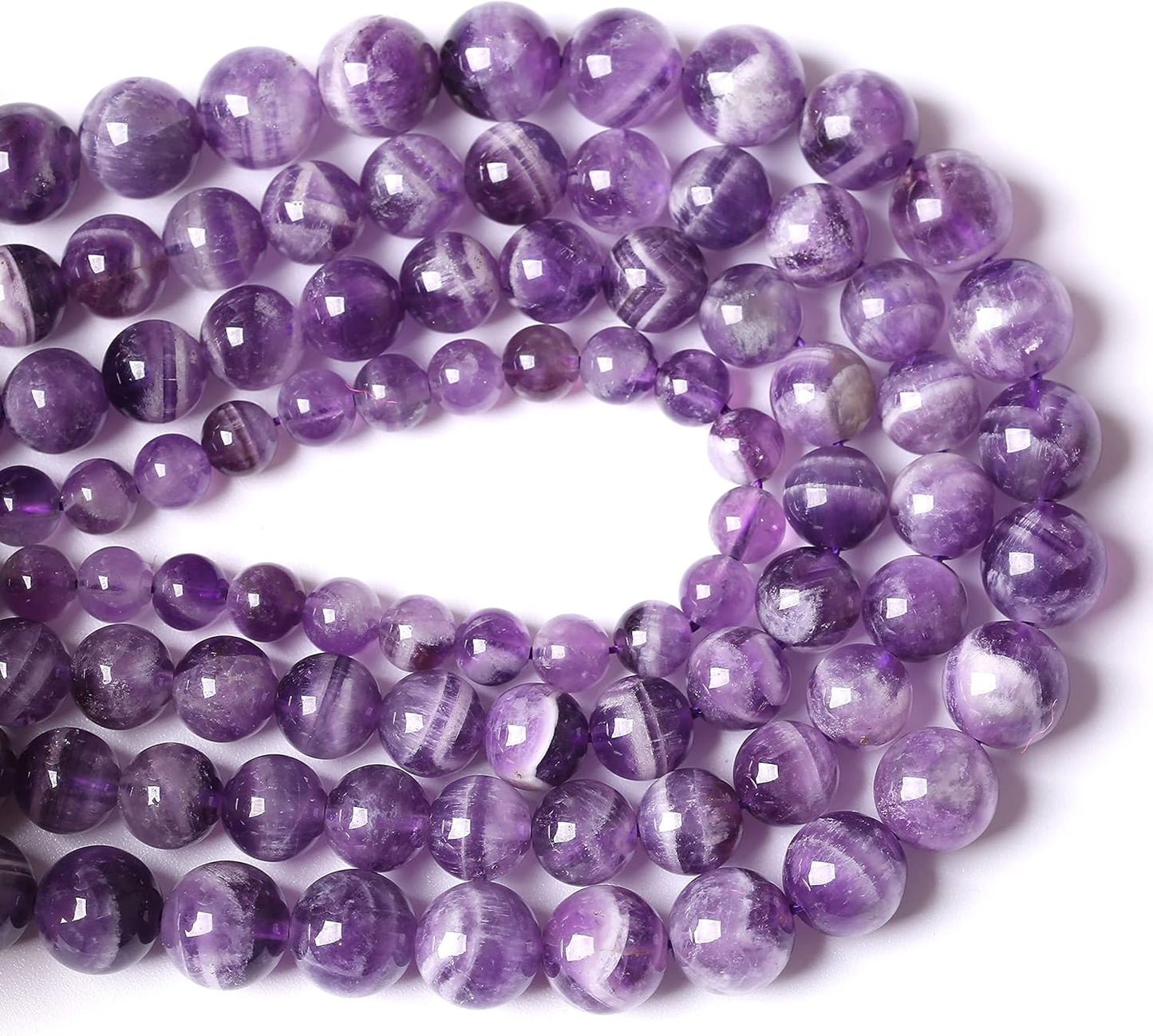 Natural Purple Dream Lace Amethysts Beads Crystal Round Loose Beads for Jewelry Making 10mm 38PCS 1 Strand 15" (Purple Dream Lace Amethysts, 10mm)