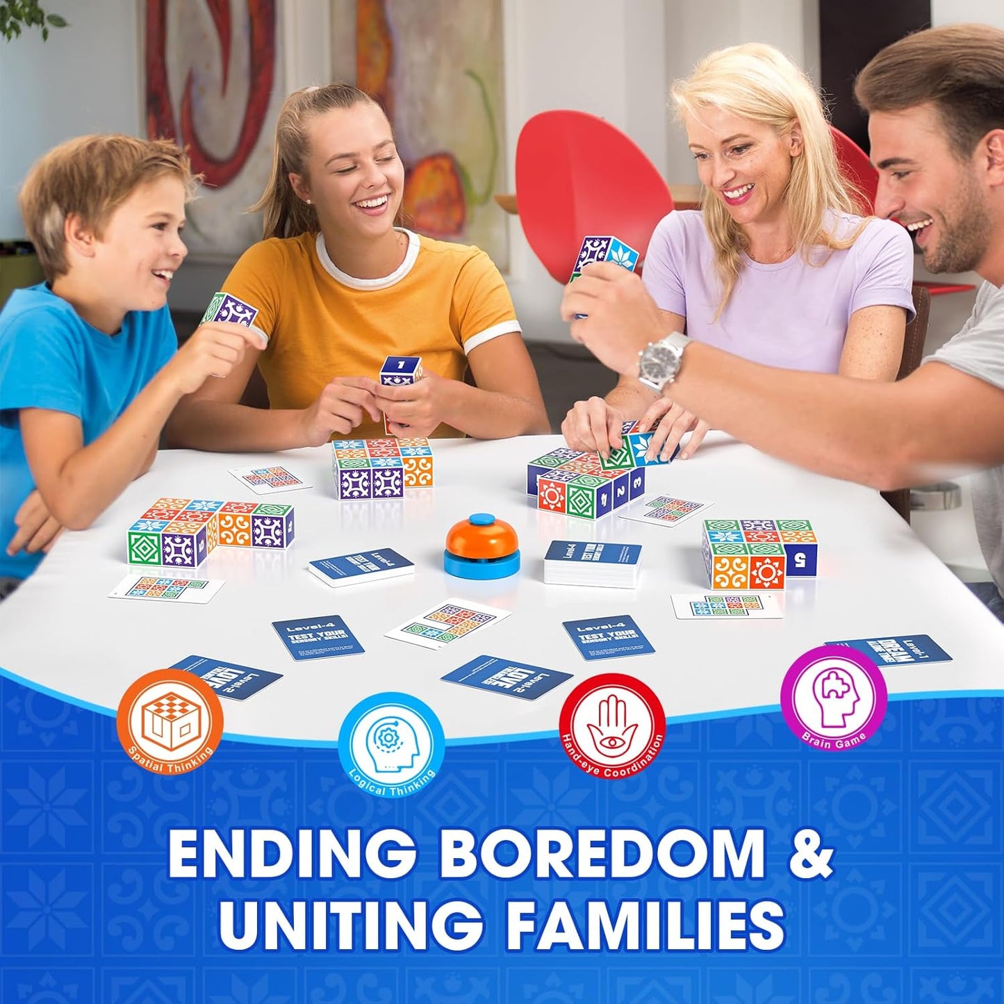 Matching Board Game, Family Puzzle Board Games for Adults & Children, Block Puzzle Games with Bell for Kids Ages 4+, Birthday Gifts Toys Travel & Party Boards Game for Family Night