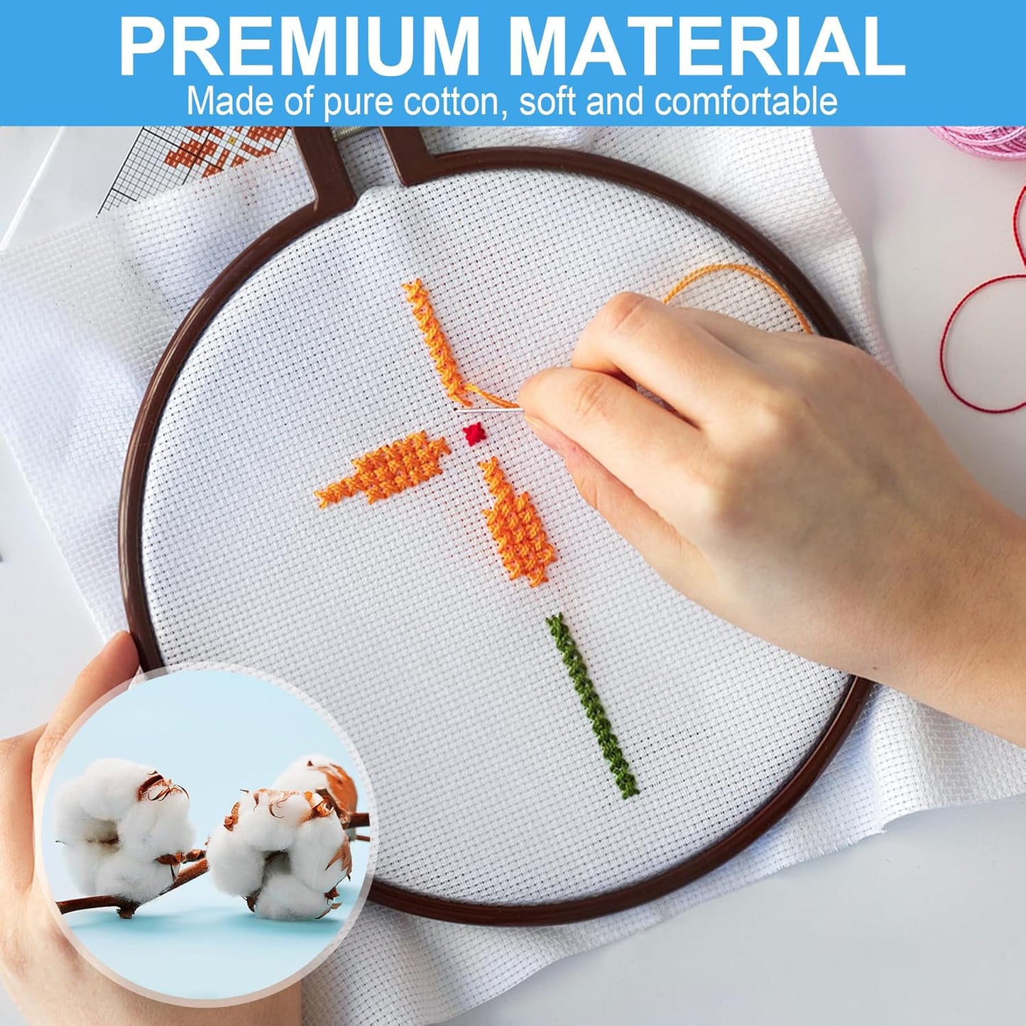 MYFAMIREA 16PCS Cross Stitch Fabric, 4 Sizes White Aida Cloth 14 Count Craft Embroidery Cloth Classic Reserve Cross Stitch for Home DIY Handmade Needlework Embroidery Decoration, 5.9 to 11.8 inch