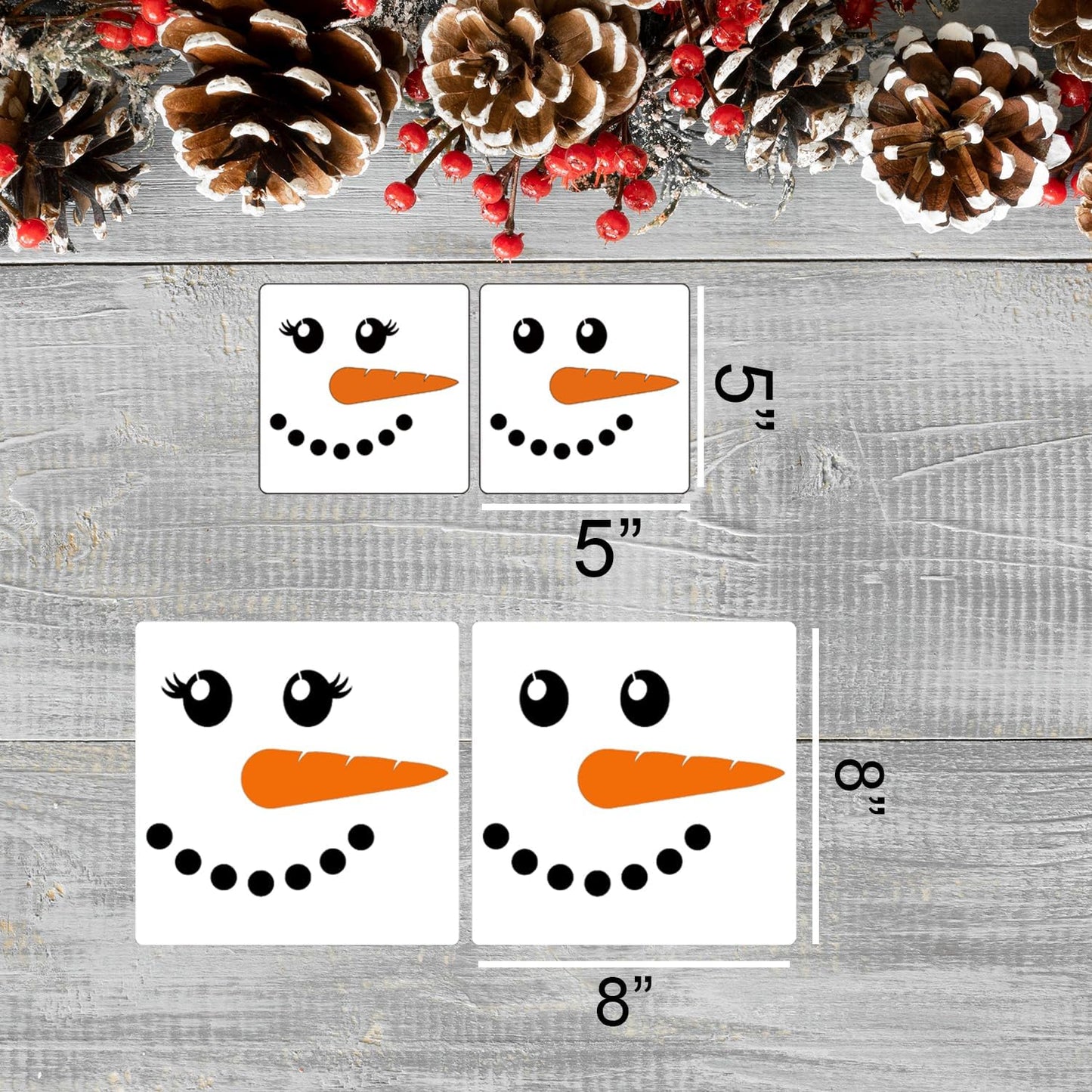 Snowman Face Stencils Christmas Stencils for Crafts Reusable Xmas Holiday Stencil for Painting on Wood Window T-Shirts Fabrics Decor CH