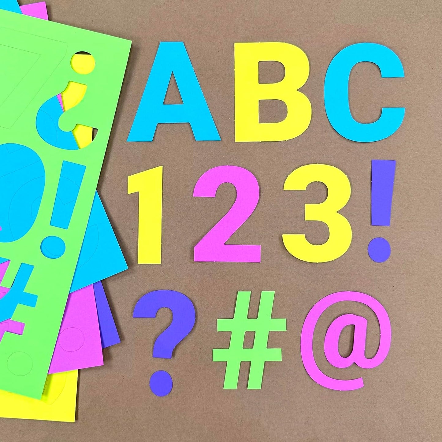 209 Pcs 3" Happy Colors Precut Letters & Numbers - Capital, Numbers, Punctuation - US Made Card Stock for Poster, Bulletin Board, Classroom