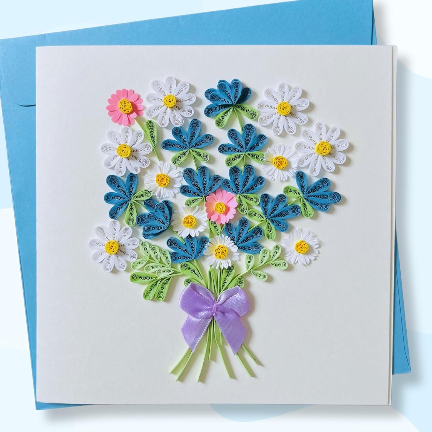 Quilling Cards, handmade card, quilled cards with Handmade Art Quilling birthday card for women, Birthday card, mother... colorful heart design (Daisy)