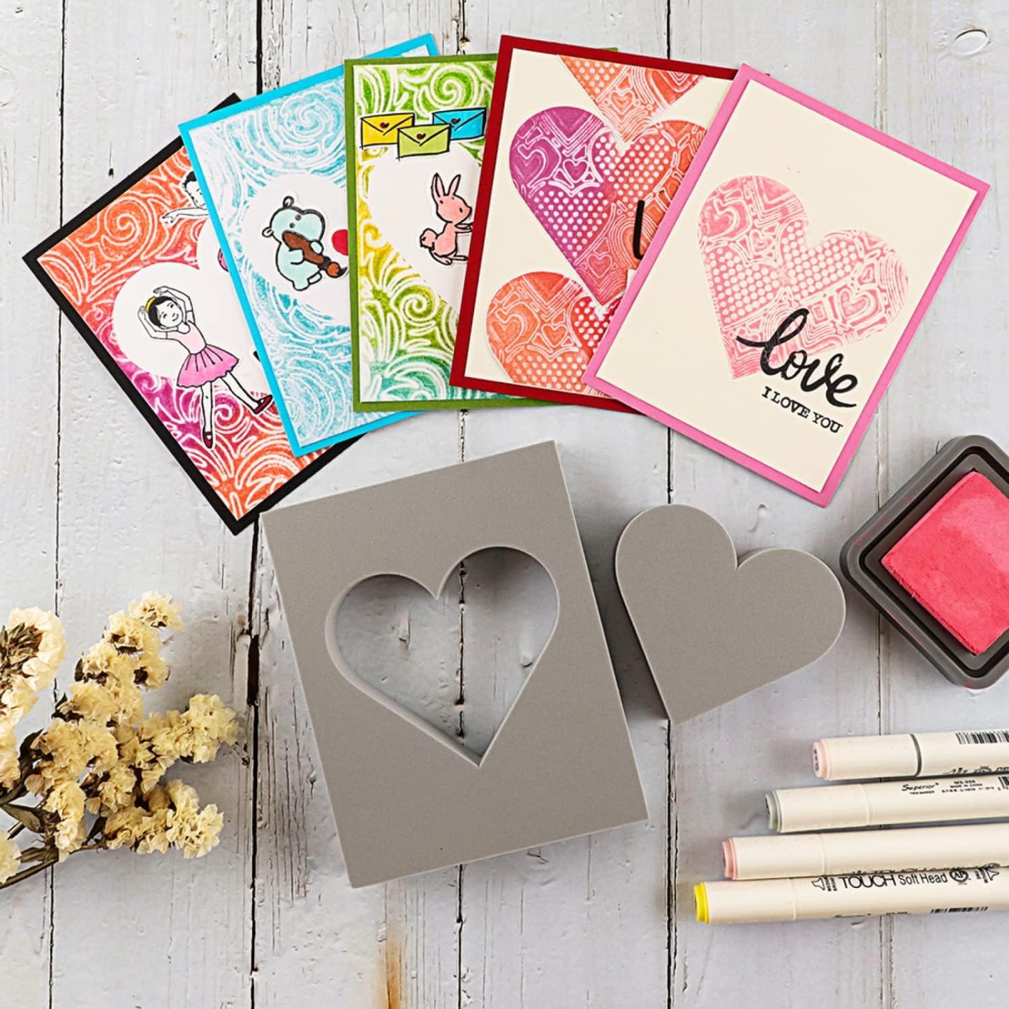 BAOFALI 9 Pcs Heart Cut Stamping Foam Grey Moldable Foam Stamps Plastic Dry Foam Stamp Pad Cut and Dry Foam Stamping Foam Block for Sculpture, Modeling, DIY Arts and Handicrafts Projects