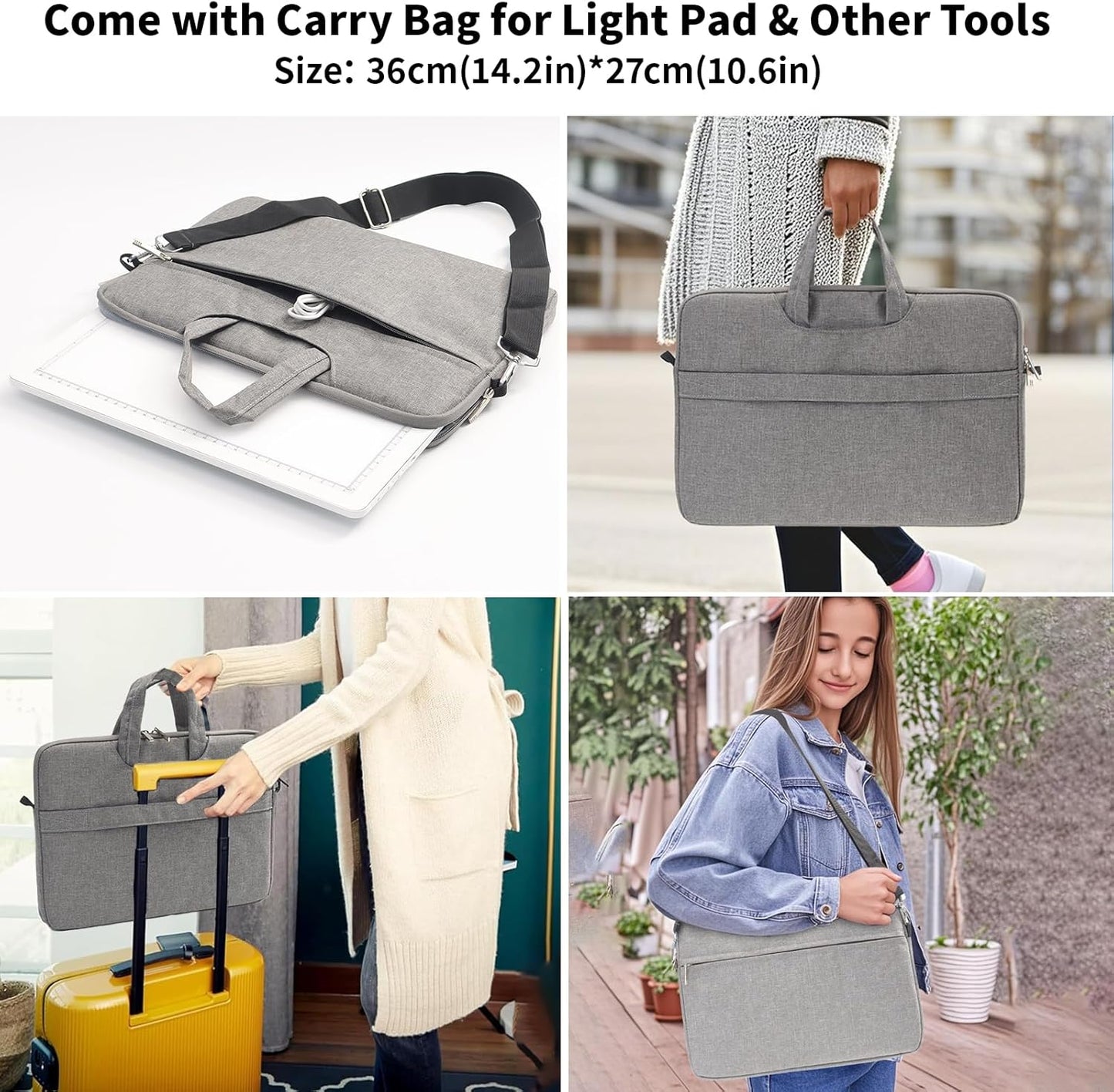 TOHETO A4 Light Board with Bag for Diamond Painting, Super Bright Magnetic Light Pad with Side Buttons, Lightbox for Tracing and Drawing, Corded Light Table for Sketching, Weeding Vinyl (White)