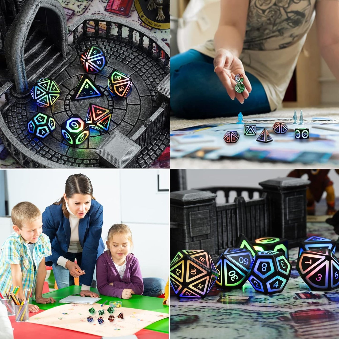 Rechargable DND Dice Set, Light Up Dice, 7 PCS Glowing Balanced LED Dice Electronic Dices, D&D Dice, Polyhedral Dice Set RPG Role Playing Table Game