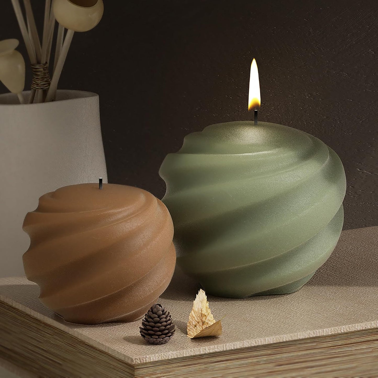 2 Pack Wave Candle Spiral Ball Resin Casting Mold Making Molds Silicone Mold for Candle Home Decorate Candle Making 3D Animal Mold