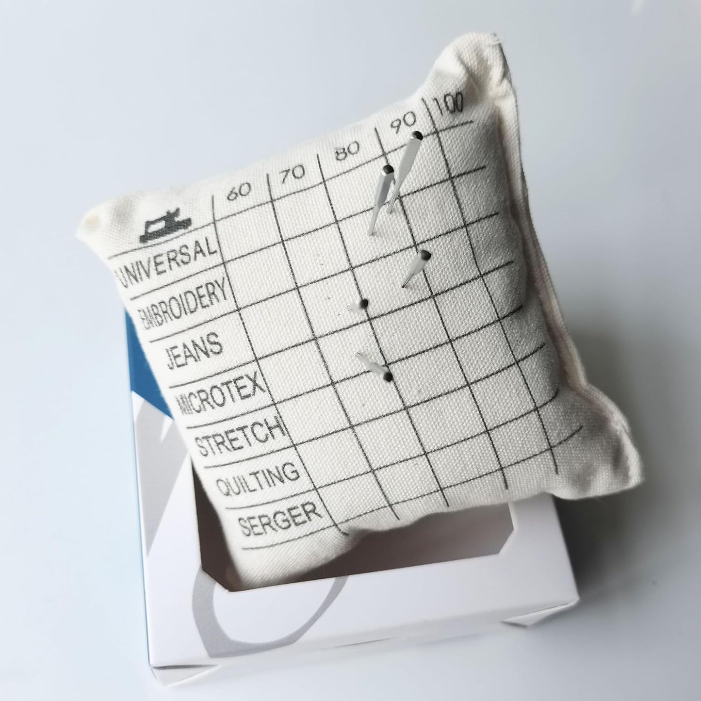 HONEYSEW Needle Sorting Pincushion – Sewing Pin Holder Pin Cushion Organizes Sewing Machine Needles for Fast, Easy Identification – Sorts 5 Sizes and 7 Types of Universal and Embroidery Needles