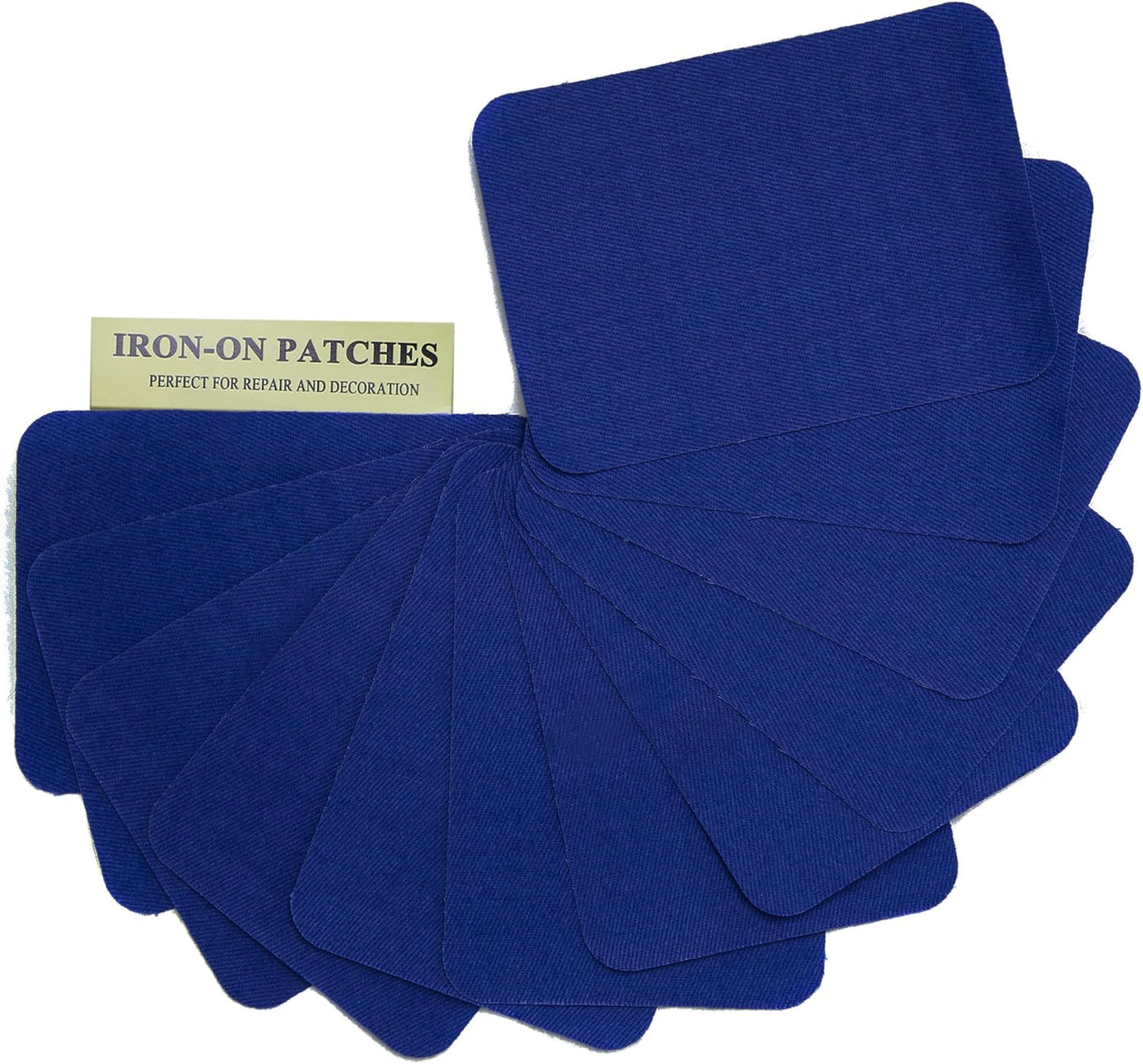 12PCS Fabric Iron on Patches Inside & Outside Strong Glue 100% Cotton Repair Patch for Clothes Pants Mending and Decorating, Navy Blue