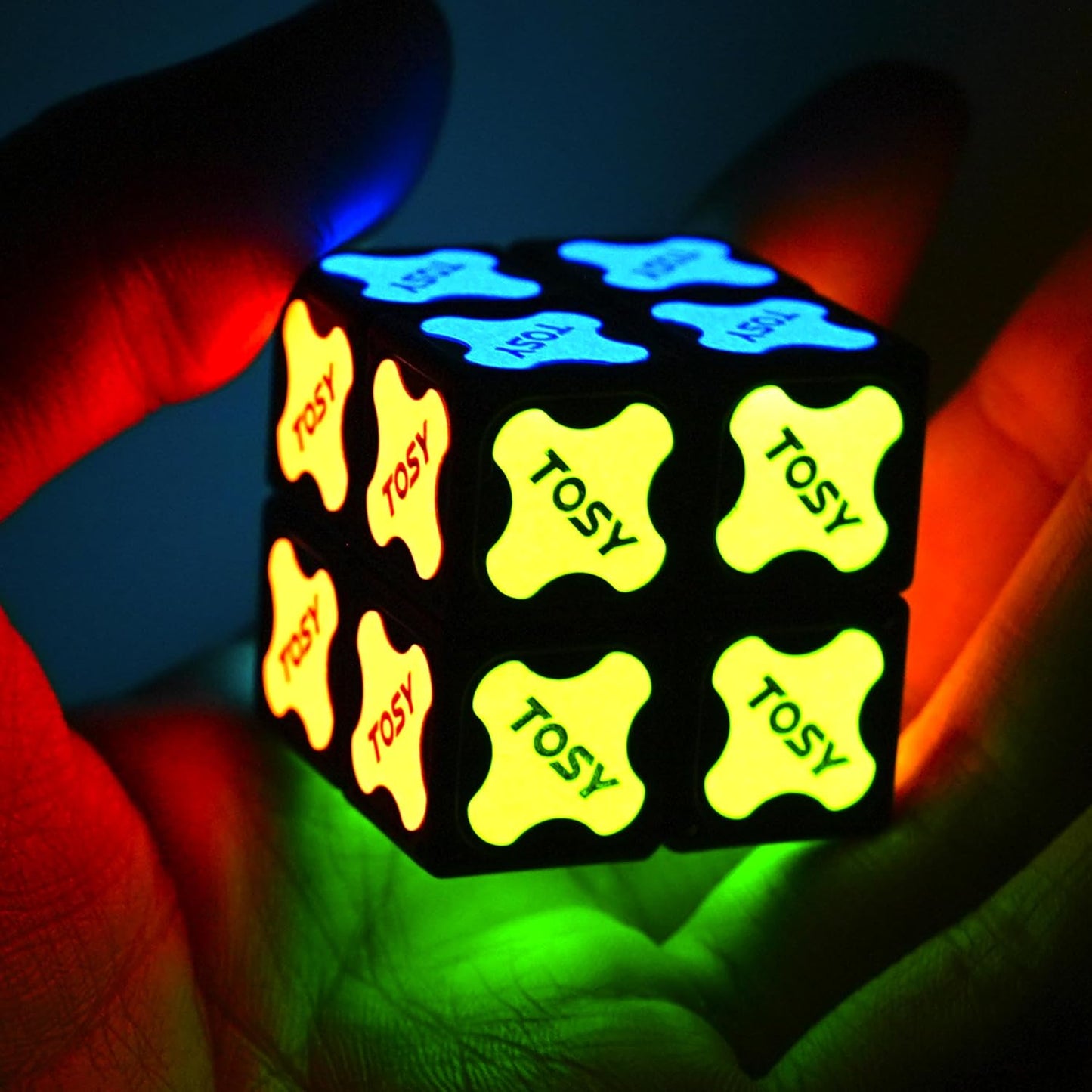 TOSY Magnet Cube 2x2 - 8 Blocks, 2 in 1 Toy: 2x2x2 Puzzle Cube and Customizable Infinity Cube, Glowing, UV Flashlight, Fidget/STEM/STEAM Magnet Tiles Birthday Gift for Kids/Teens/Adults, 4-Pack