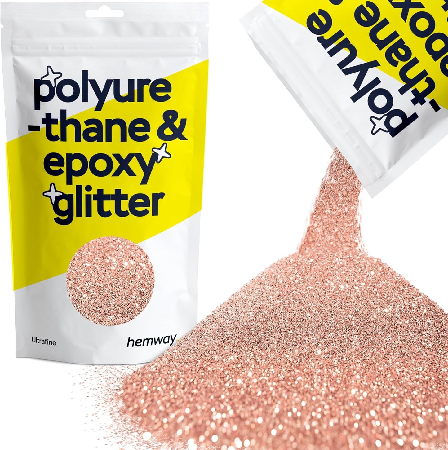 Hemway Polyurethane & Epoxy Glitter Metallic Crystal Flake Additive for Flooring, Jewellery Making, Tumblers and Resin 100g / 3.5oz - Ultrafine (1/128" 0.008" 0.2mm) - Rose Gold