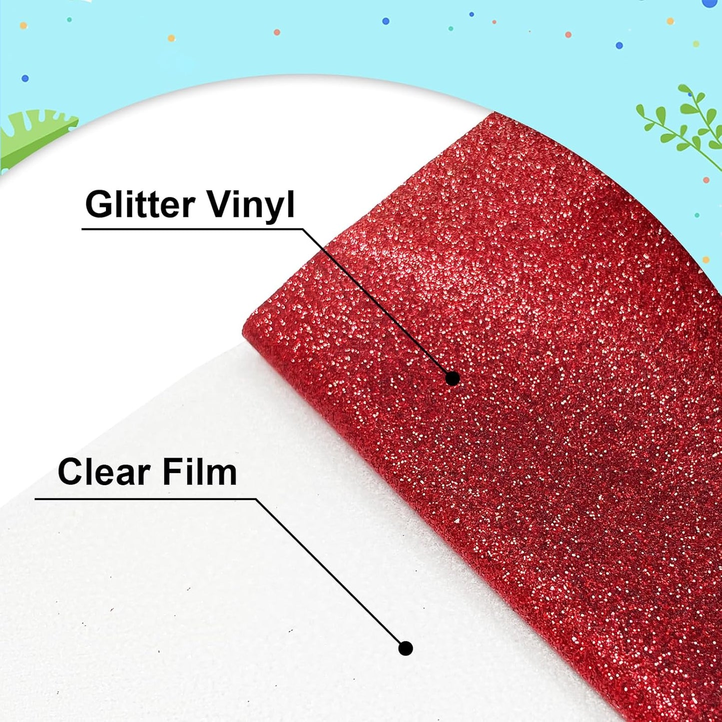Red Glitter Heat Transfer Vinyl 12Inch*6FT Glitter Iron on Vinyl for T Shirts Easy to Cut and Weed Compatible with All Cutter Machines HTV Iron on Vinyl for Cricut(Red 12Inch*6FT)